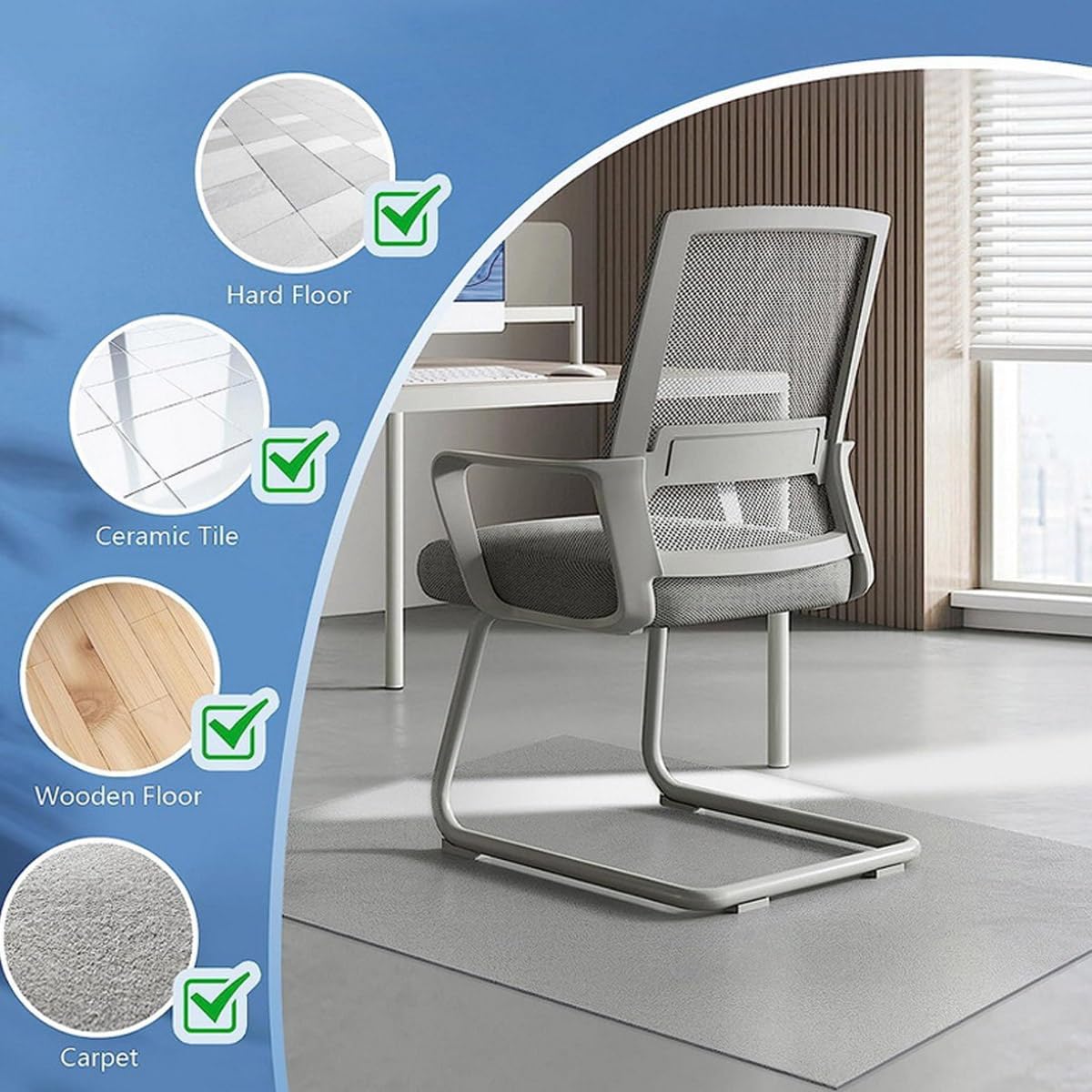 Kuyal Clear Chair Mat For Hardwood Floor 51 X 63 Inches Transparent - View #8