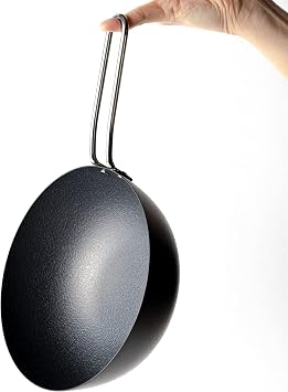 Arnest Lightweight and Non-Stick Iron Saute Fry Pan, Small Chinese Wok, 18cm, Lightweight, Black, Made in Tsubame Sanjo, Japan, A-77691