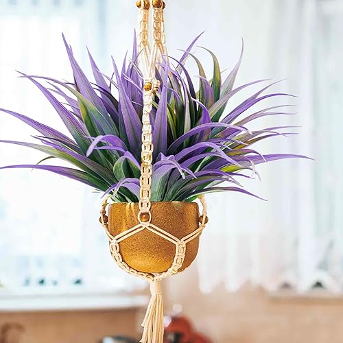 Miniatura 6 de Hierba artificial artificial, 12 piezas de hierbas sintéticas para exteriores, plantas de plástico, vegetación resistente a los rayos UV para