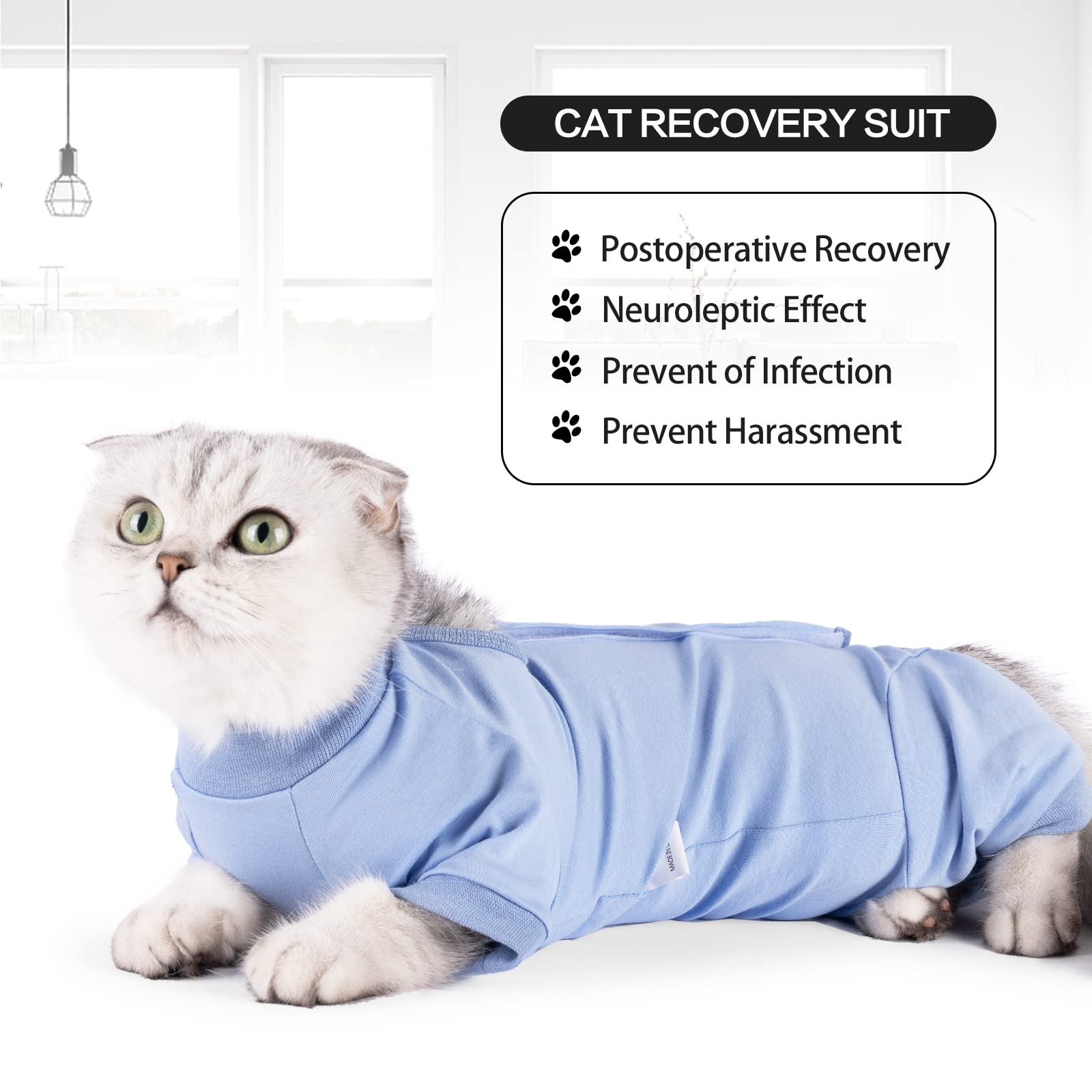 Amazon.co.jp: 手術後の猫の回復スーツ、腹部の傷のためのペットの回復