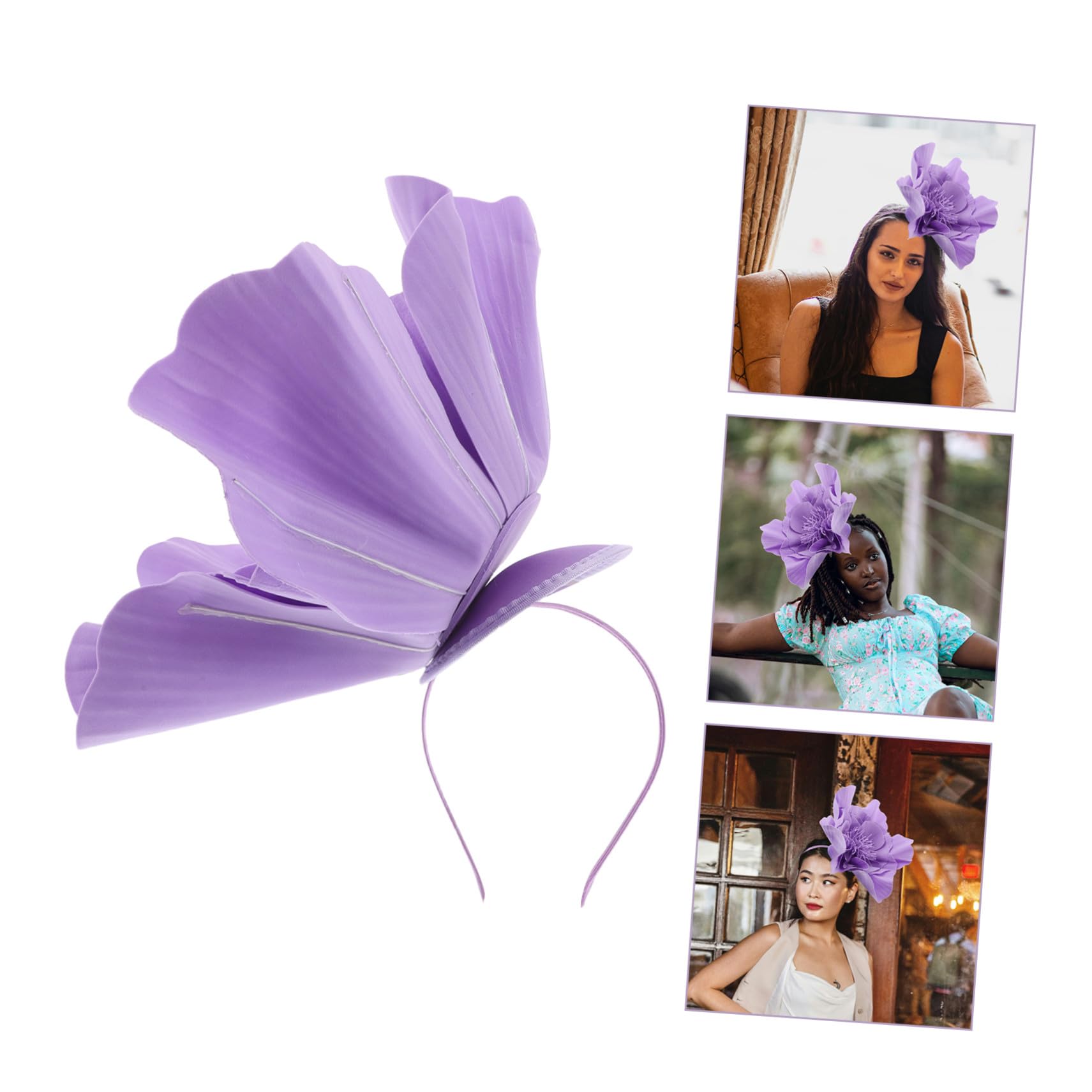 Gatuida Diadema con Gran Flor Artificial Morada Tocado Floral Elegante para Mujer Accesorio de Pelo para Bodas Fiestas y