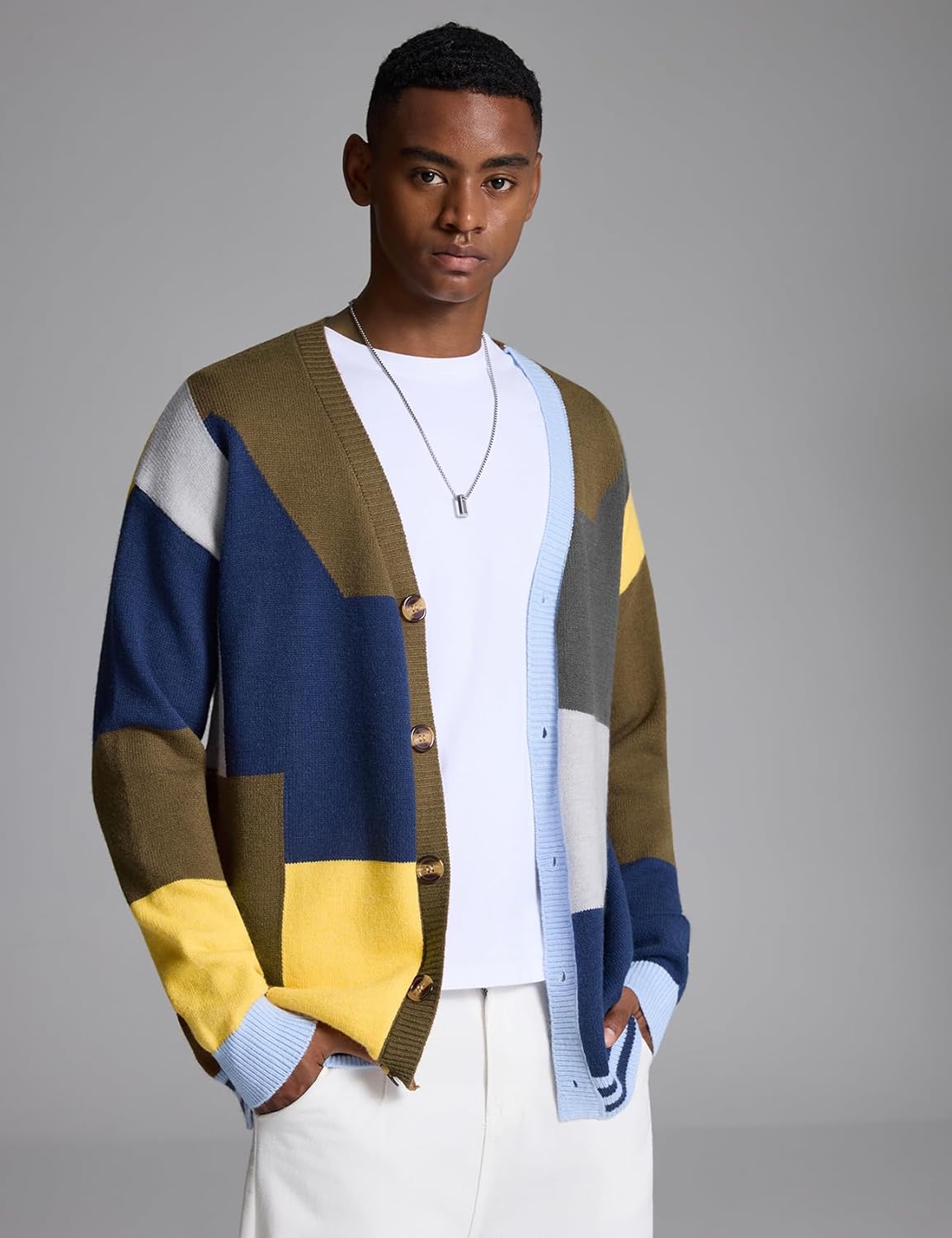 Arssm Mens Cardigan Sweater Knitted Long Sleeve V Neck Button Down Sweaters Casual Cardigans( - Image 4