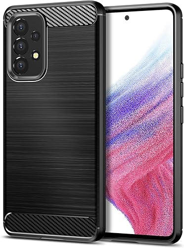Funda compatible con Samsung Galaxy A53 5G, funda delgada para teléfono con absorción de golpes, funda protectora de goma TPU de fibra de carbono,