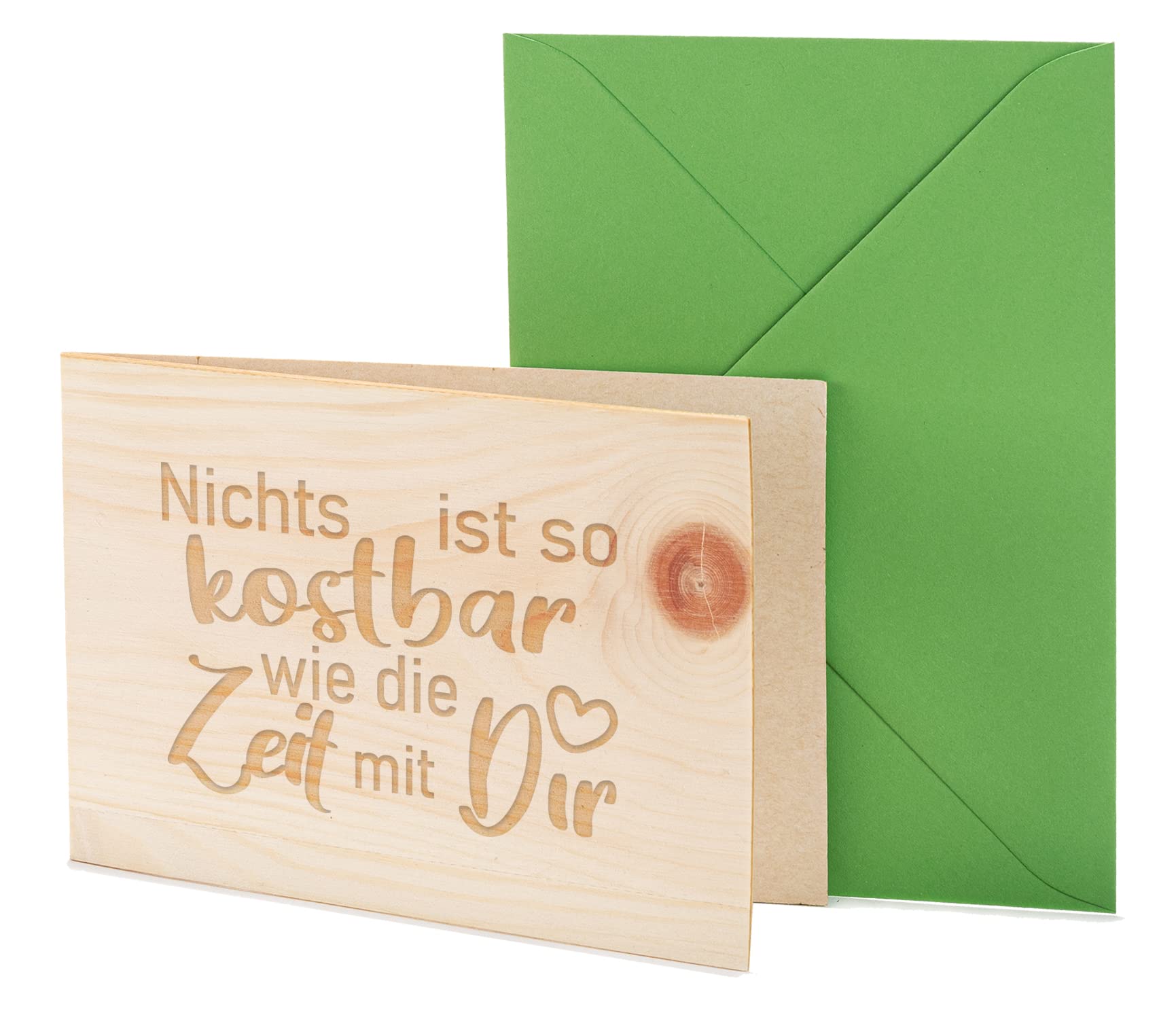 MyZirbe Cartolina In Legno - Tempo Libero Con Te - 100% Fatto A Mano In