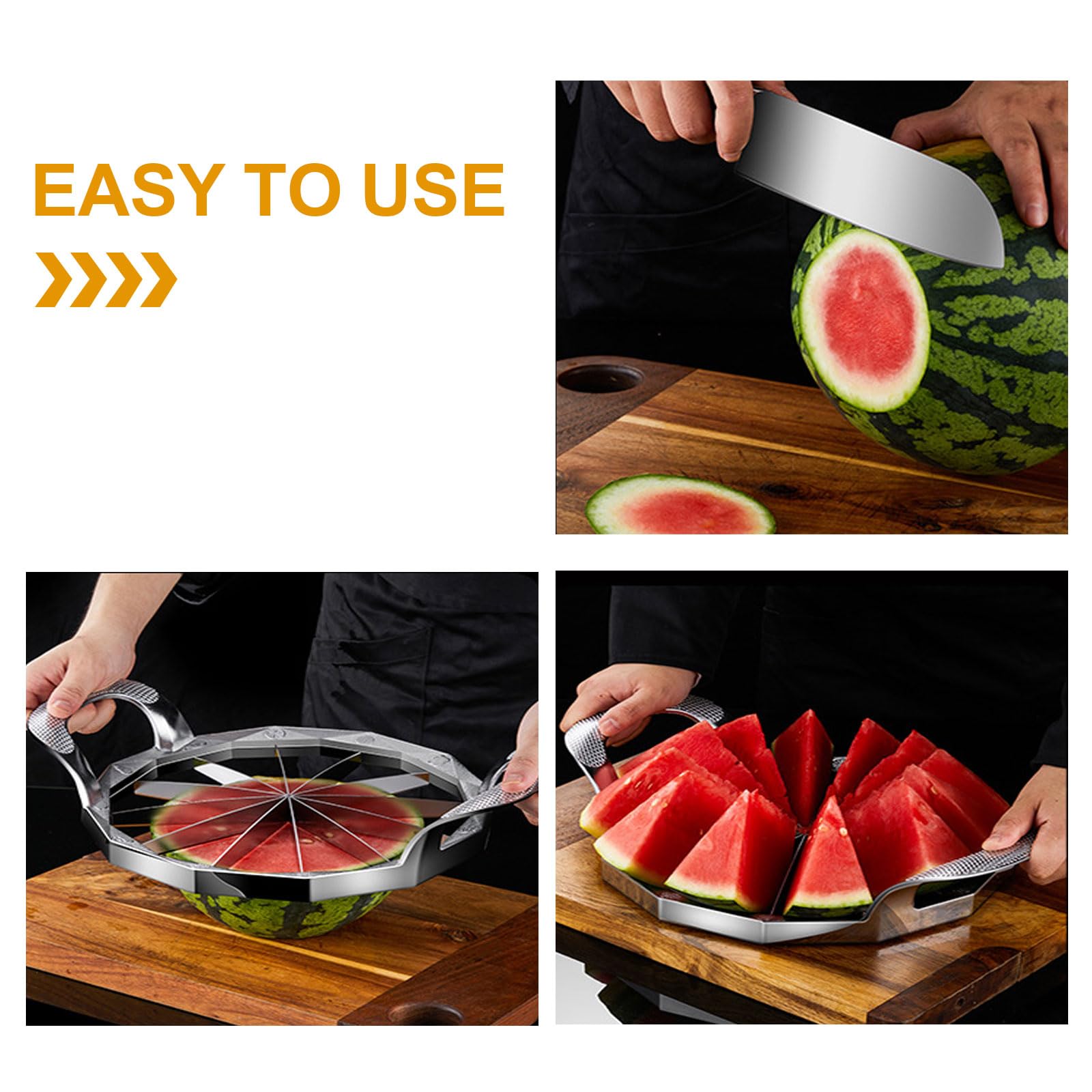 Obstschneider aus Edelstahl, 12 Klingen, rutschfester Griff, robuster Wassermelonen-Ananasschneider für Küche (12 Klingen-G)