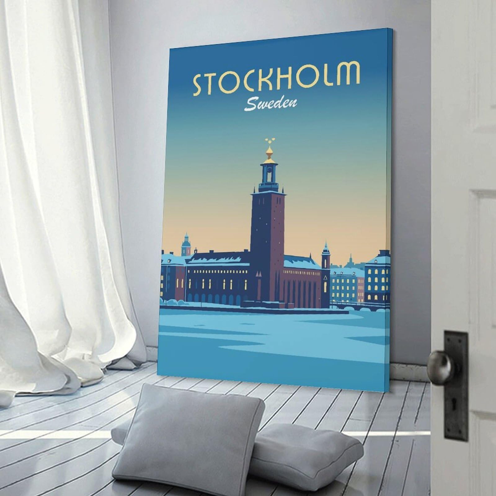 Junmoney Stockholm Sweden Room Decor Wall Art, 12x18inch(30x45cm), for Entrance Walls, Hall Decor Or Foyers, A Neat Decor Update for Hallways