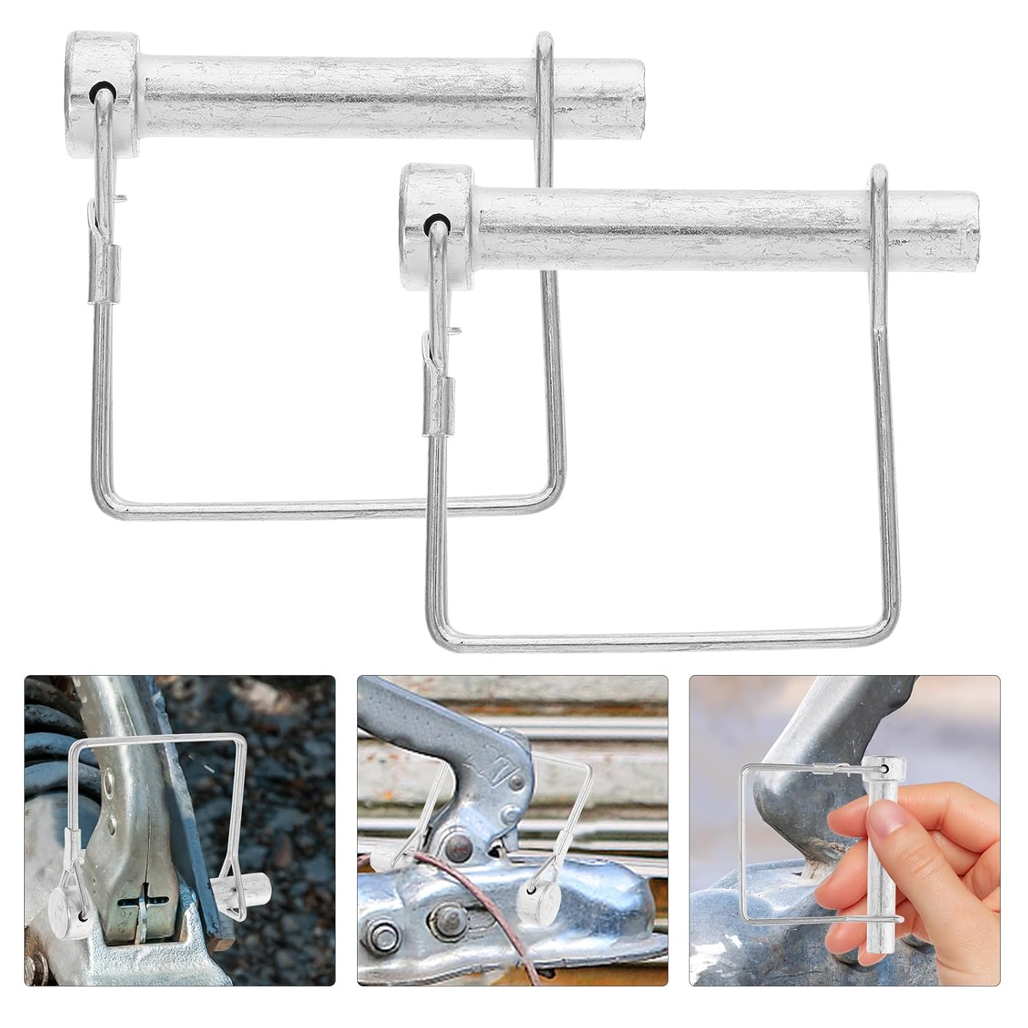 2pcs Heavy Duty Spring Loaded Trailer Hitch Locking Pins 10x60mm Square Shaft Lock Safety Clips for Towing and Receiver Hitch Accessories