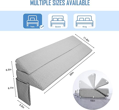 Miniatura 7 de Cuña de almohada triangular para cabecero de cama, relleno de huecos de cama, extensor de colchón llena el espacio de 0 a 7 pulgadas entre tu