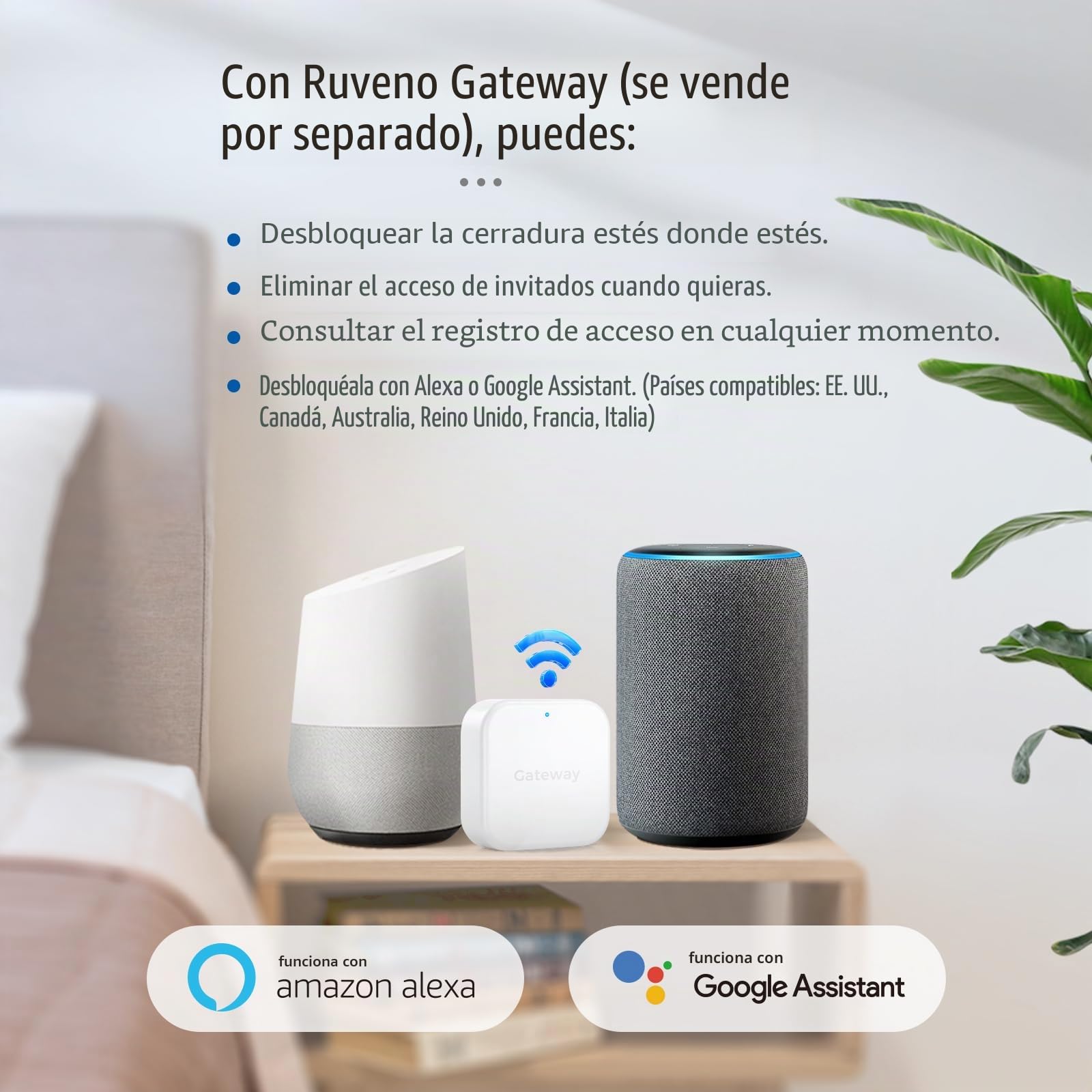 Ruveno Cerradura de puerta inteligente resistente a la intemperie con asa: entrada sin llave de huellas dactilares - Cerradura de puerta de código digital para puerta de madera de aluminio - Cerrojo