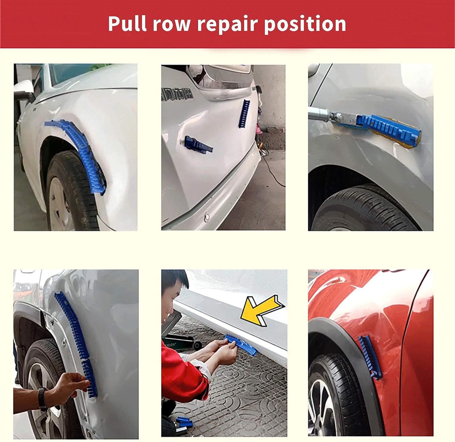 Dent Puller Slide Hammer, 2 in 1 Car Dent Repair Puller Paintless Auto Body Tools with 22 Suction Dent Puller Tabs 2 Stainless Steel Grooves and 4 Puller Lines