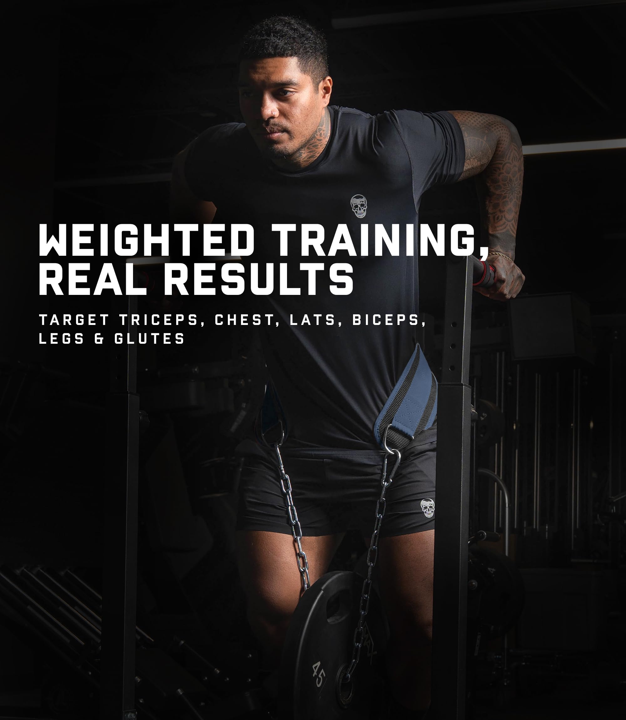 Gymreapers Dip Belt con Catena per Sollevamento Pesi, Pull up, dips - Catena in Acciaio Resistente per Un Maggiore Allenamento con i Pesi