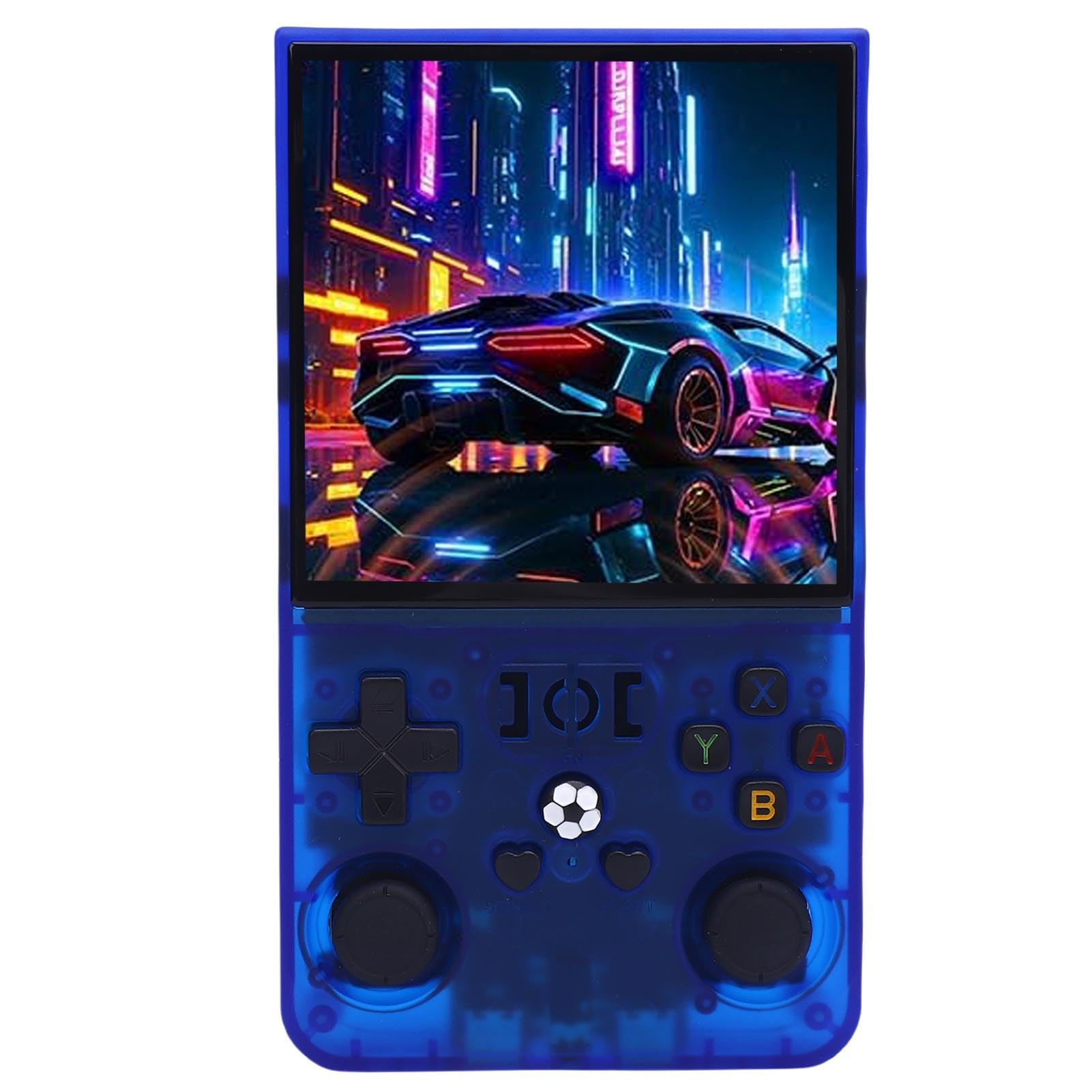 Annadue Przenośna Retro Przenośna Konsola do Gier, Podwójne Joysticks, Rozległe Biblioteka Gier, Elektroniczny Gracz Gier, 720x720 4 -calowy Ekran, 4000 MAh, Przezroczysty Niebieski (64G)