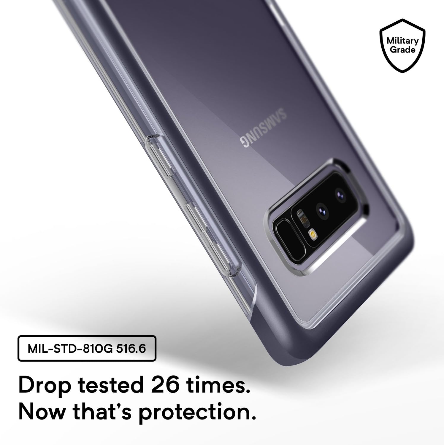 Caseology Skyfall for Samsung Galaxy Note 8 Case (2017) - Clear Back & Slim Fit - Orchid Gray