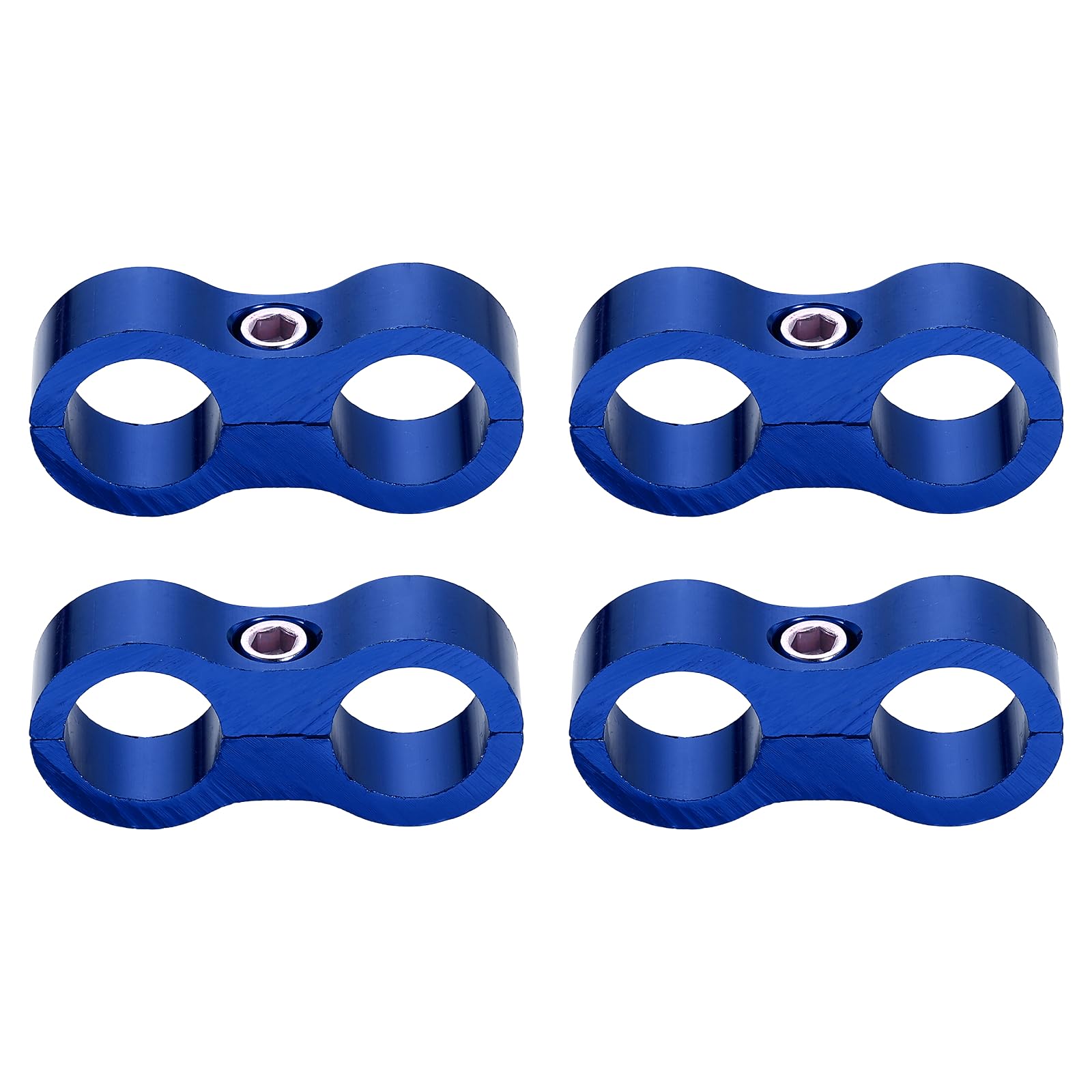 sourcing map 4 Pcs 8AN Hose Separator Clamp 16mm 5/8" ID Fuel Line Mounting Clamps Aluminum Hose Fitting Adapter Divider for Oil Hose Water Pipe Gas Line, Blue