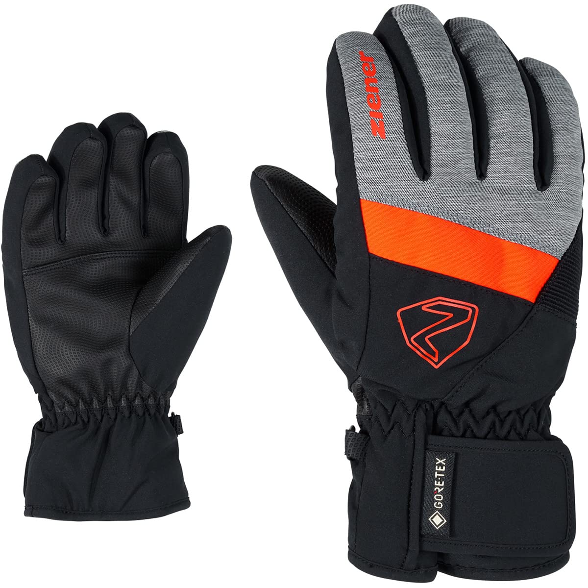 Ziener Jungen LEIF GTX Junior Ski-Handschuhe/Wintersport | Wasserdicht, Atmungsaktiv, Dark Melange.Black, 5,5