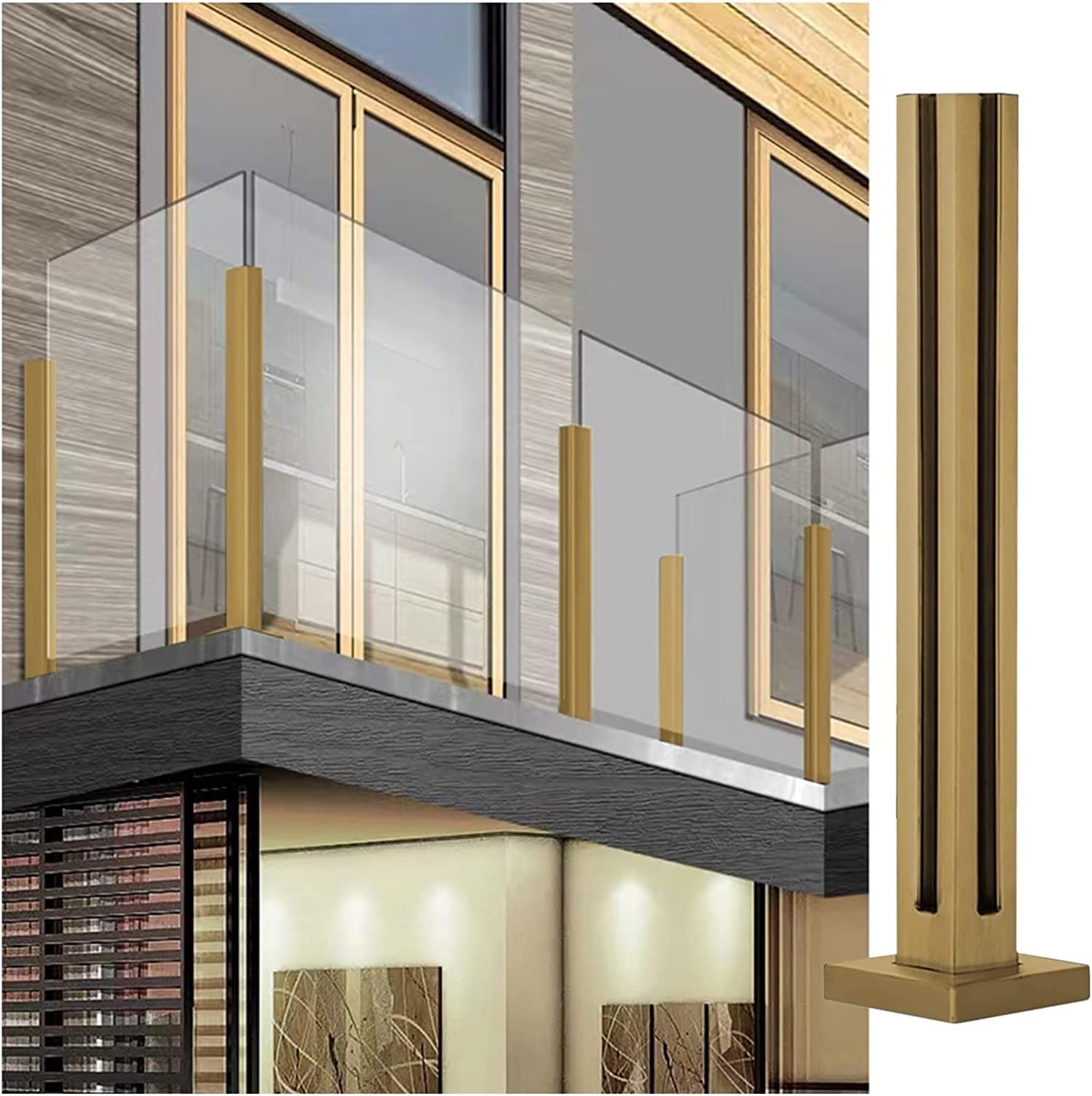 Poteaux de balustrade en acier inoxydable carré pour garde-corps en verre de terrasse