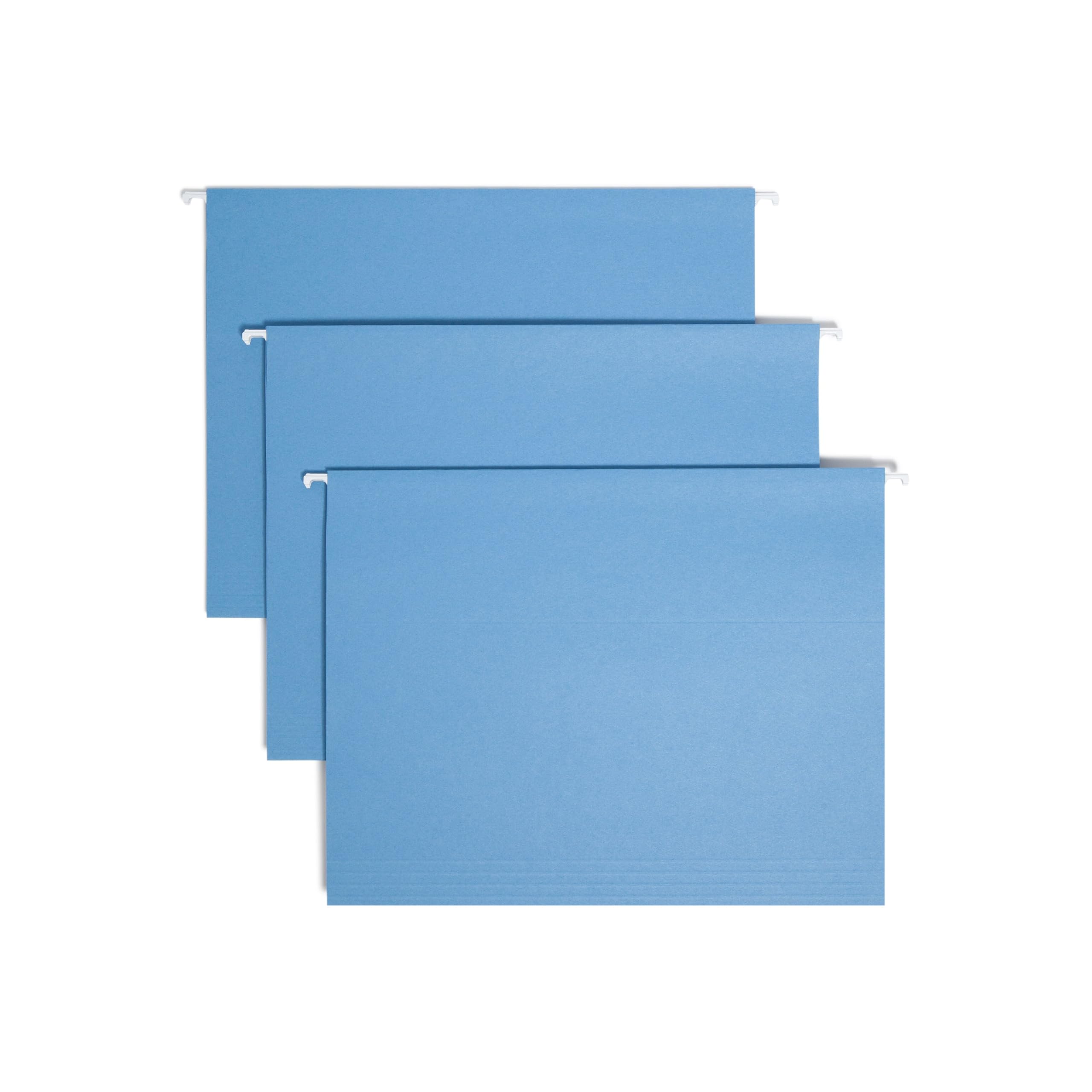 Durable Blue Hanging File Folders Adjustable Tabs Letter Size 25 Count Pack