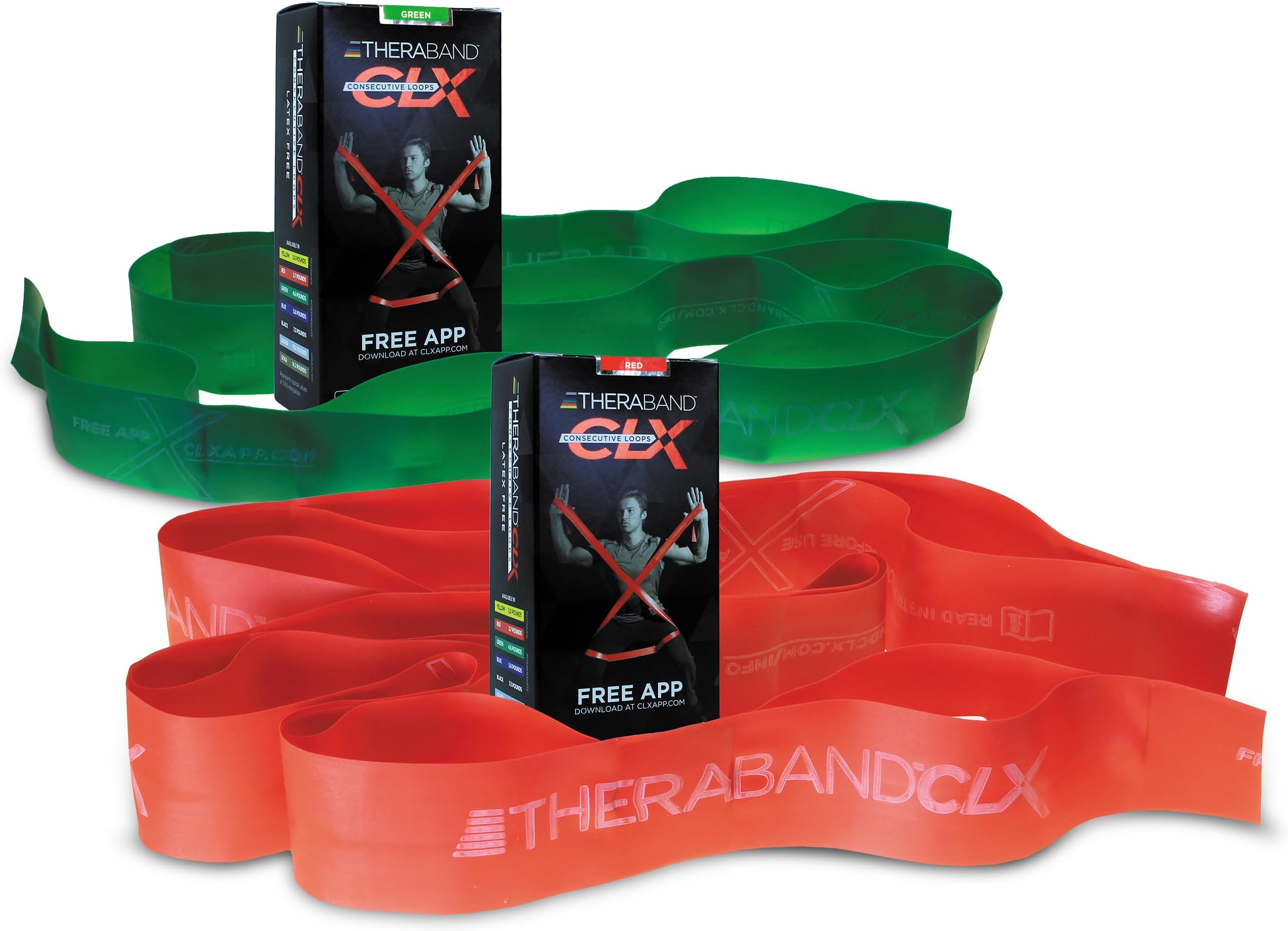 THERABAND CLX Resistance Band with Loops, Fitness Band for Home Exercise and Full Body Workouts, Portable Gym Equipment, Gift for Athletes