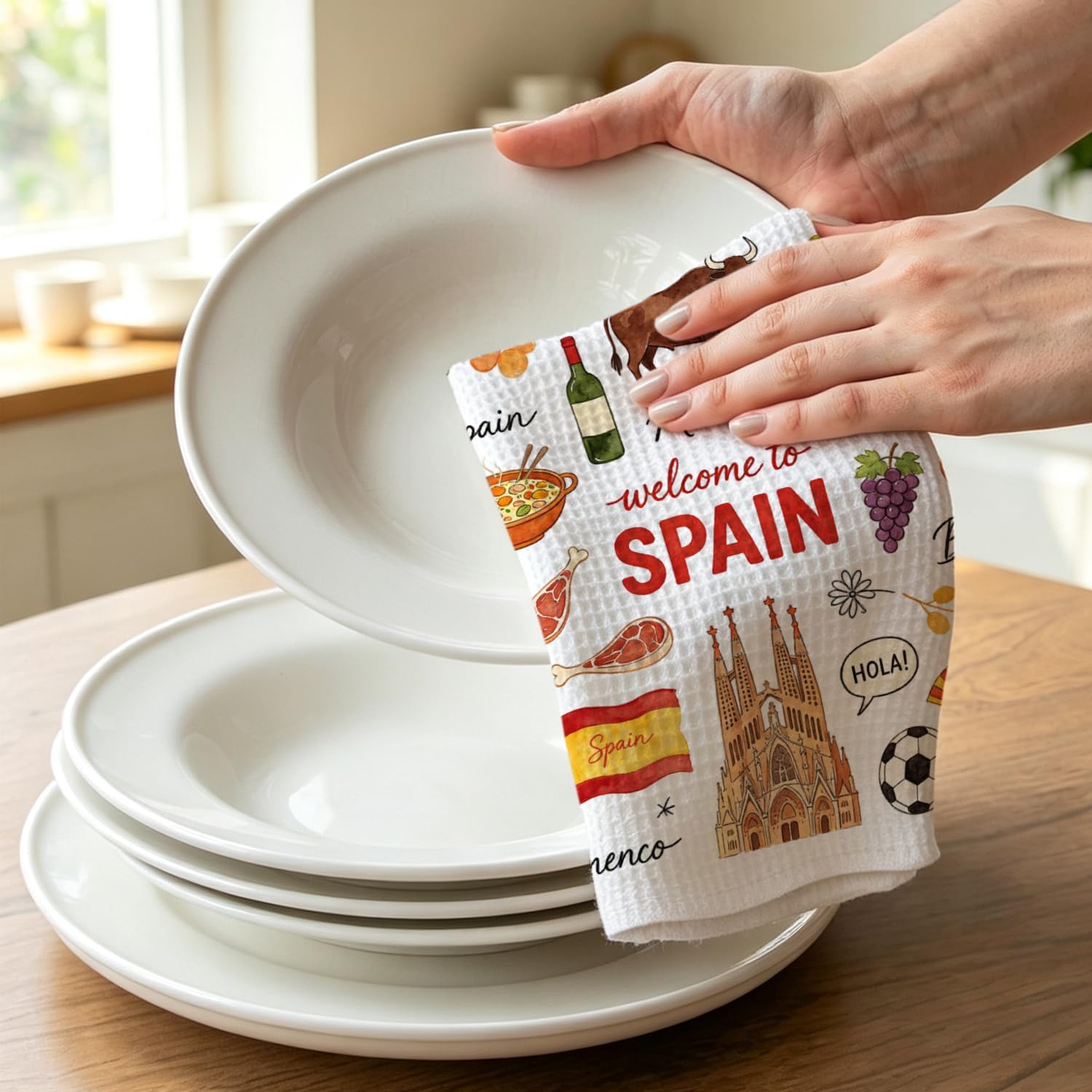 Spain Travel Kitchen Towel, Gifts for Iberian Lover Dish Towel image 3