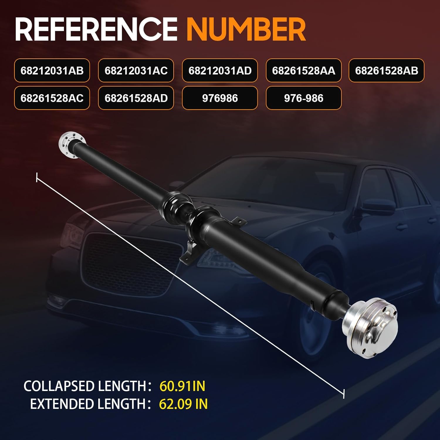 Rear Complete Drive Shaft Fit for Dodge Charger, for Chrysler 300 2015-2019 3.6 V6 AWD Driveshaft Prop Shaft Assembly Replaces 68261528AD, 68212031AB, 976-986