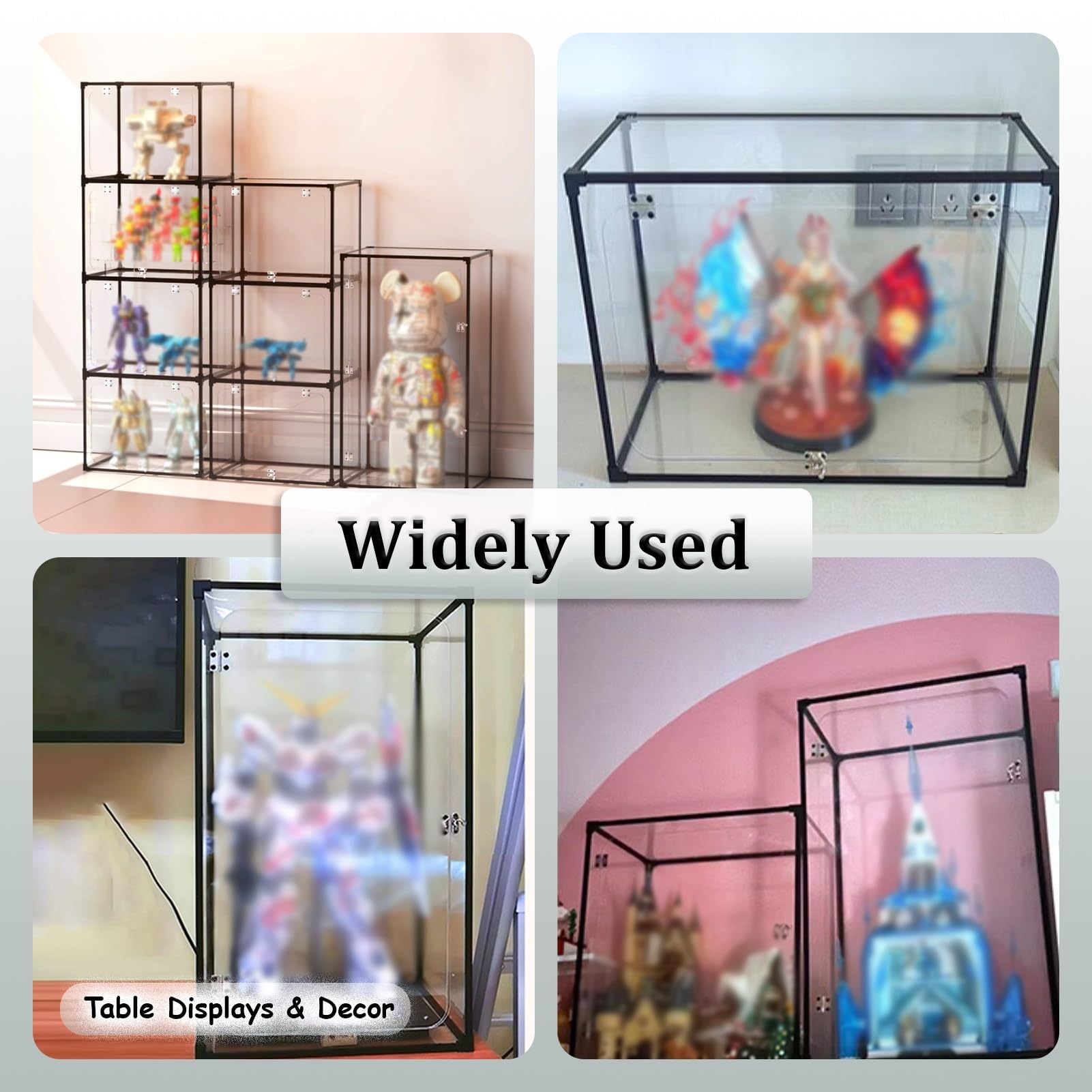 UrbanUp Teca Plexiglass Vetrina Espositiva Alta in Acrilico con Chiusura a Scatto, 80,70,60,50,40,30,20,15cm Vetrina Trasparente Autoportante, Struttura Cubica con Copertura(25x25xH50cm/10x10x20)