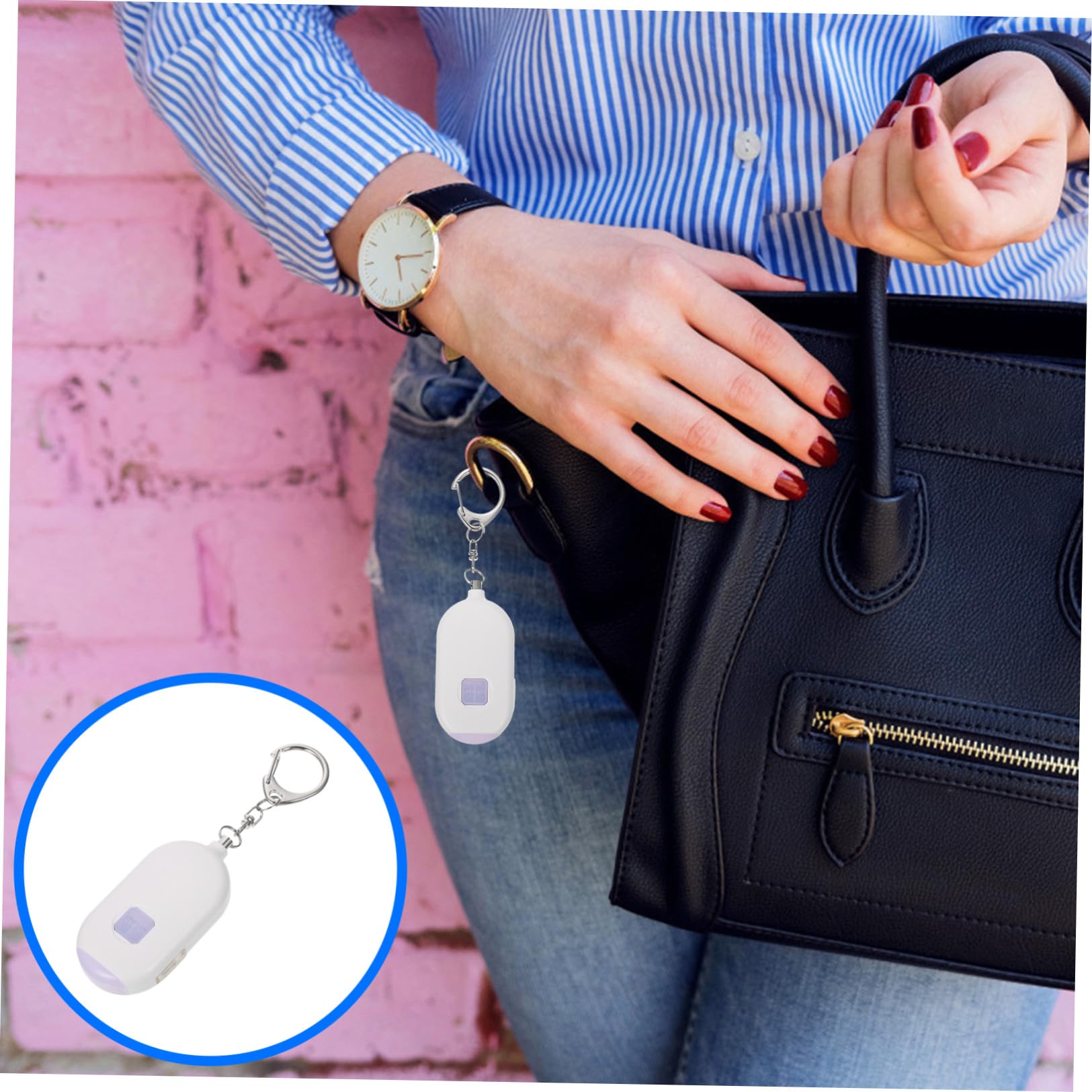 Mikikit 3pezzi Led Flashlight with Emergency Alarm for Personal Mini Self- Keychain for Women and Workers Packaging