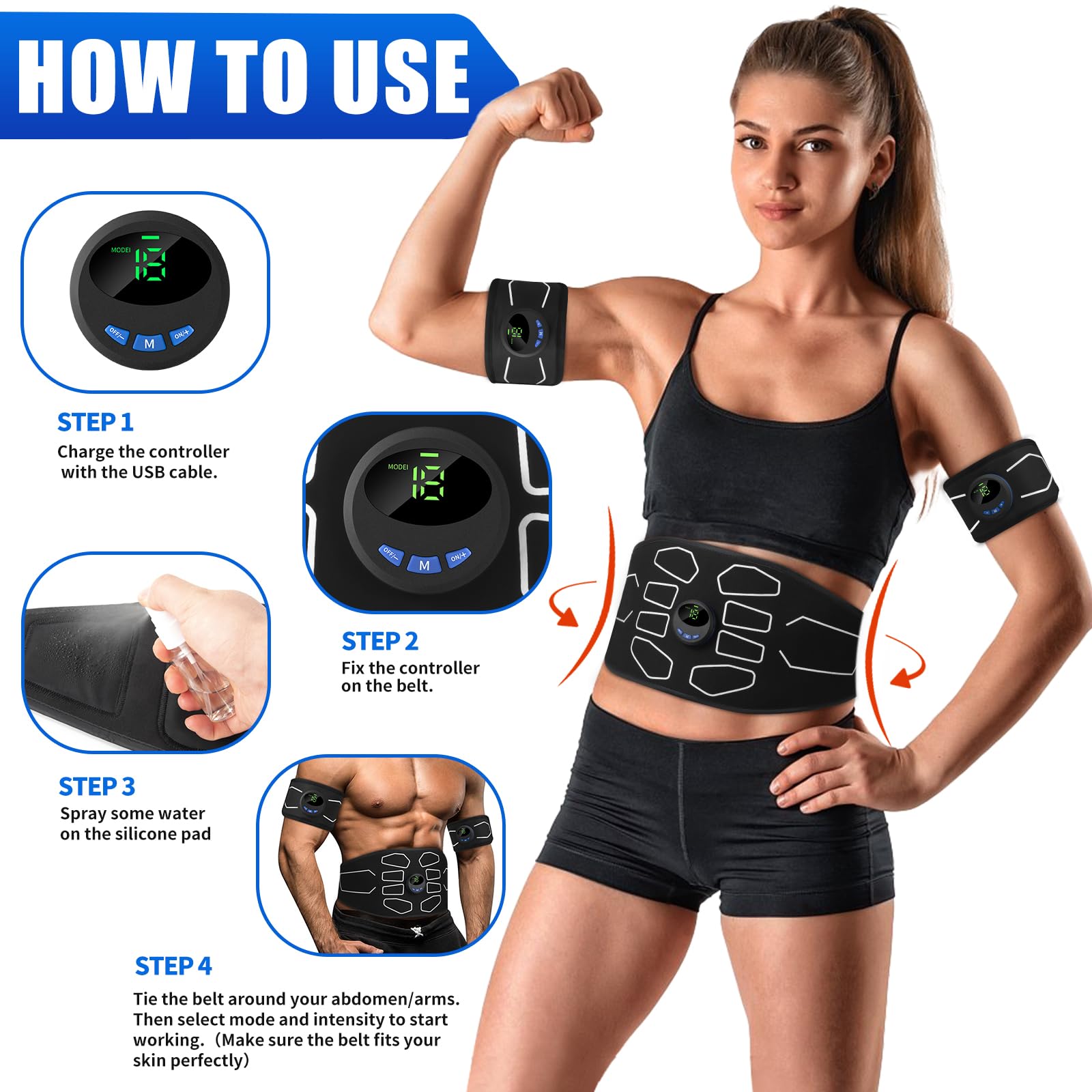 MarCoolTrip MZ Electronic Muscle Stimulator, Abs Stimulator Muscle Toner, Ab Machine Trainer for All Body, Fitness Strength Training Workout Equipment for Men and Women — Amazon image 4