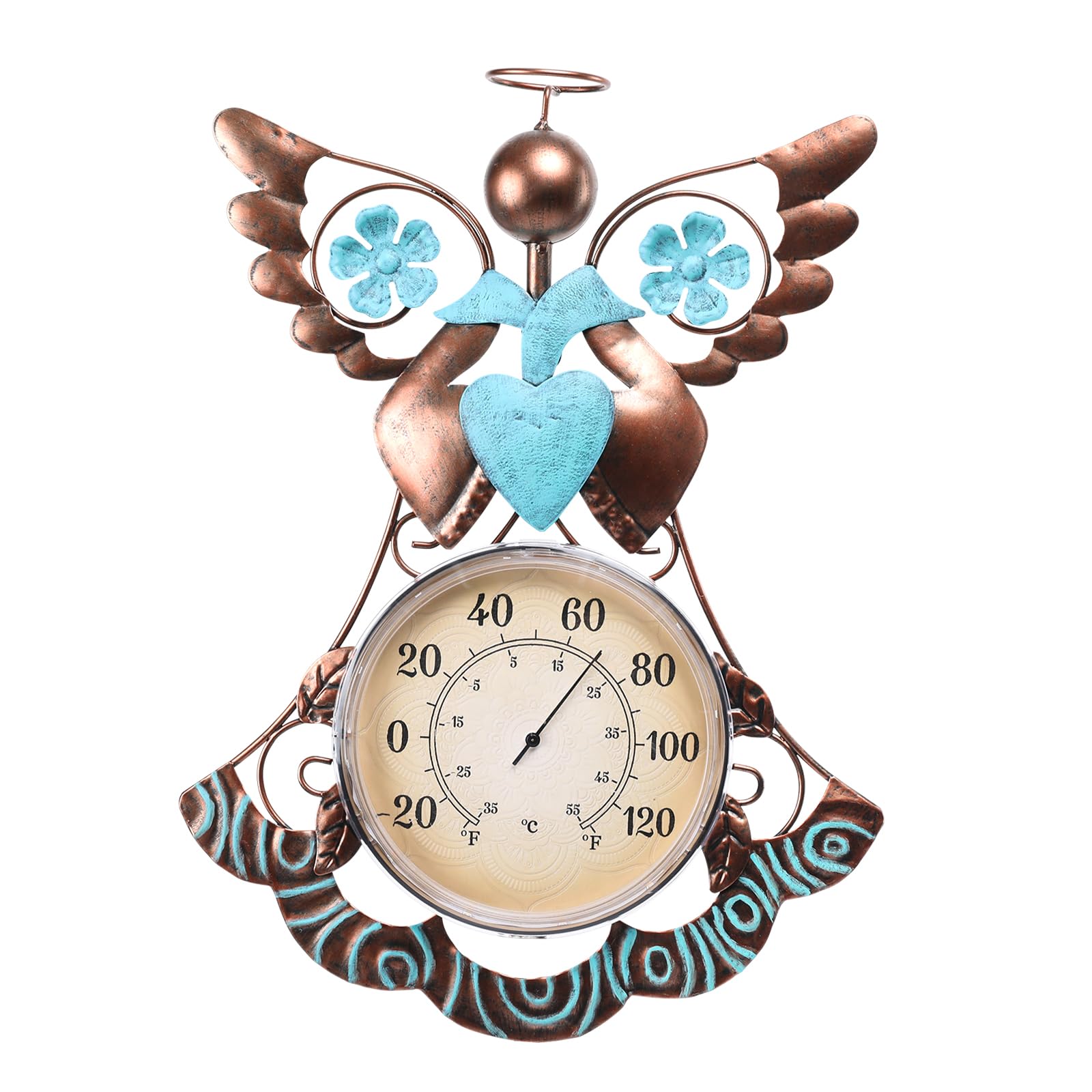 MUMTOP Outdoor Thermometers for Patio-Indoor Outdoor Wall Thermometer - Solar Led Light Angel Outside Decorative Temperature for Home or Garden Decor