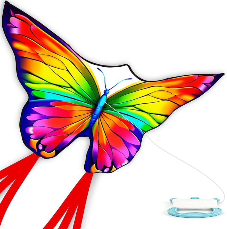 Butterfly Kites for Kids & Adults, Easy to Fly Kite with Long Tail for Kids | Outdoor Flying Kites for Kids Ages 4-8 & 8-12, Beginner Friendly with String & Bag, Great for Beach, Outdoor Fun, Festivals