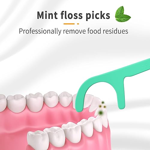 Miniatura 4 de Púas de hilo dental de menta, púas de dientes para adultos, 600 unidades con fundas de viaje portátiles