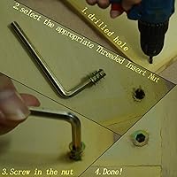 Vista 6 de Insertos roscados para madera, 150 piezas de aleación de zinc, kit surtido de tuercas para madera blanda, enchufe hexagonal con bridas roscadas