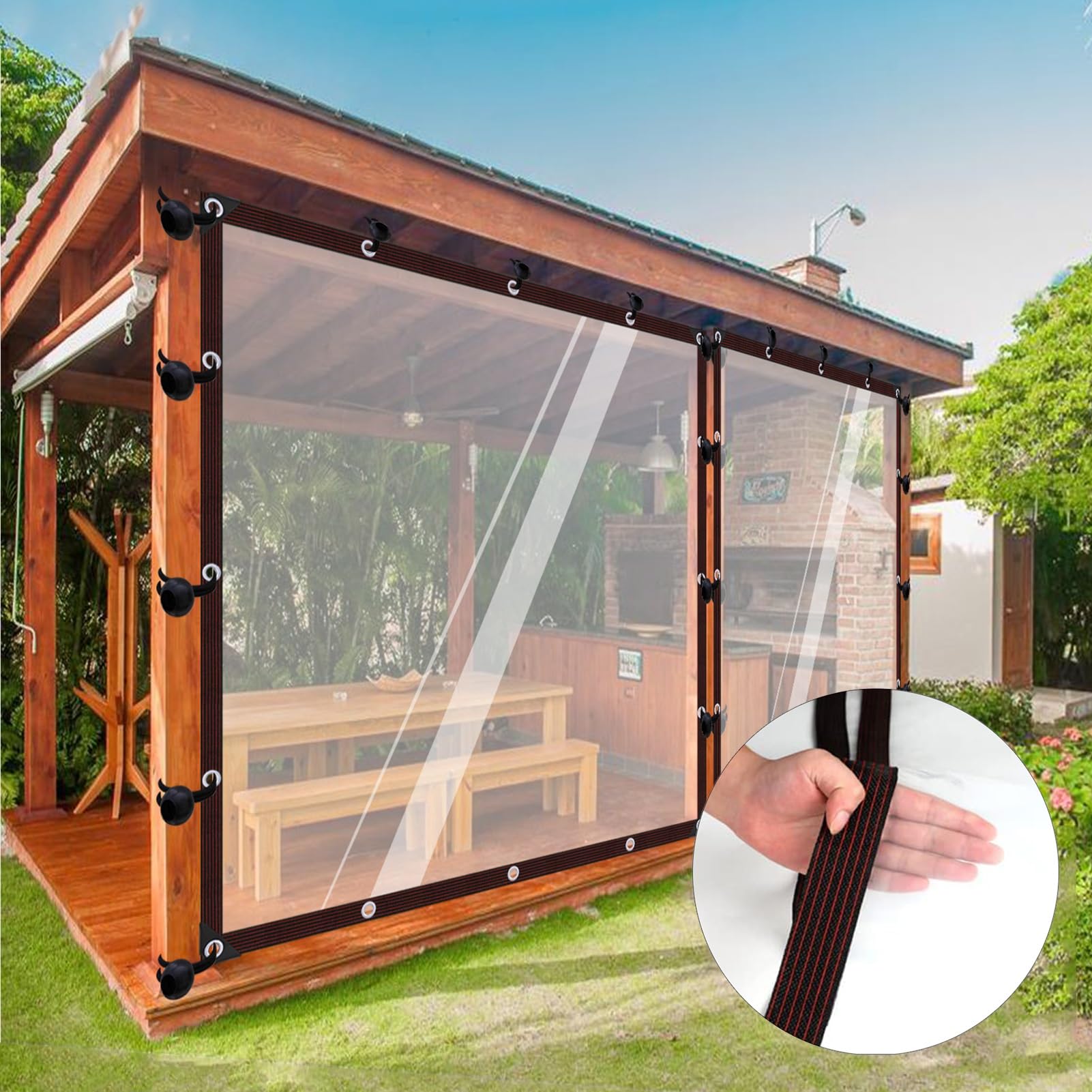 Relaxdays Tende Per Gazebo Laterali, Set Da 6, Telo Impermeabile In PE Pareti Impermeabili 2x3 M Con Finestra Bianco 69096344