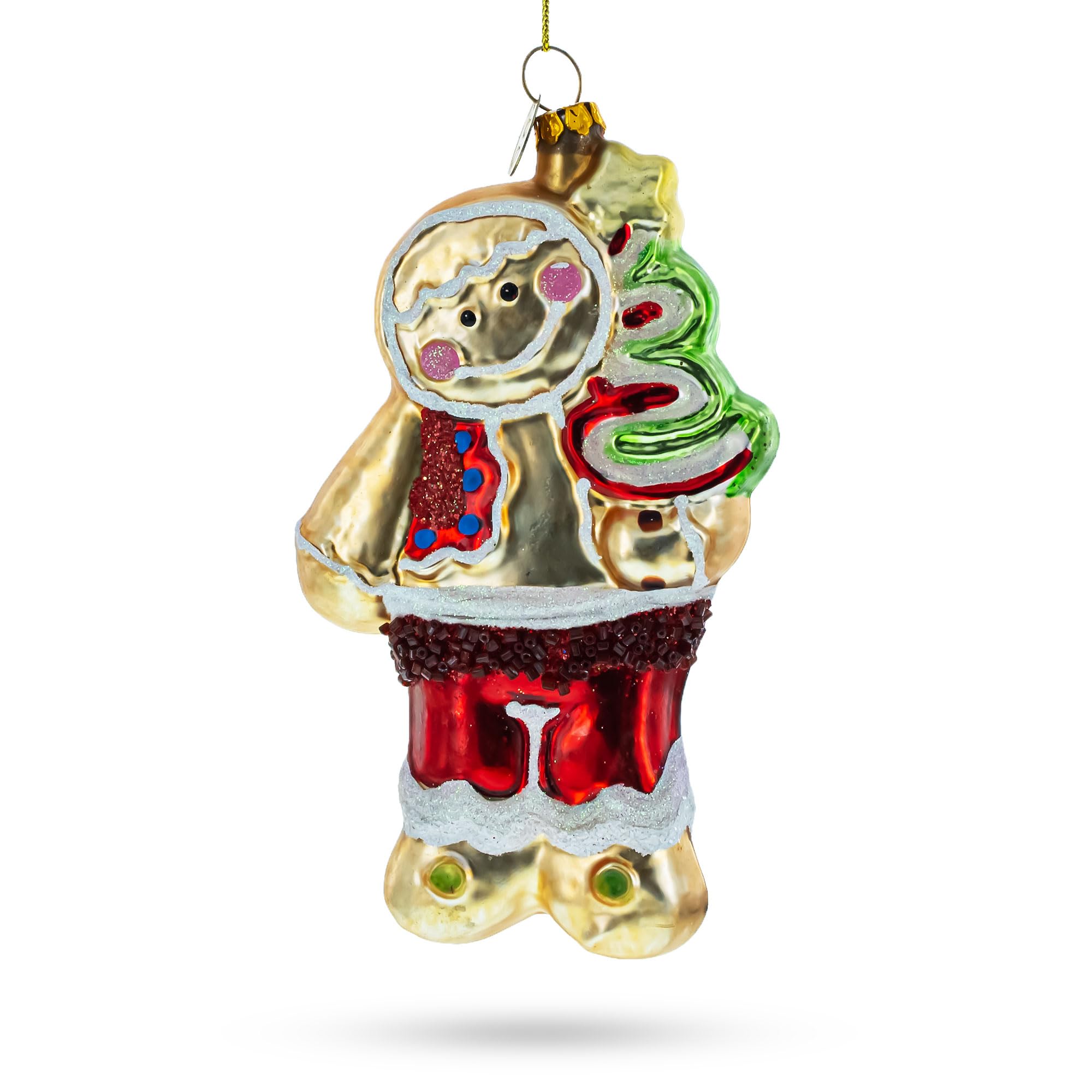 Décoration de Noël en verre BestPysanky grand pain d'épices artisanal