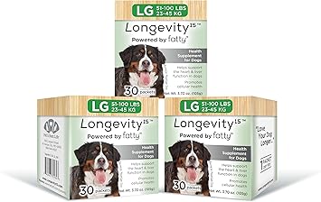 Longevity15 – C15:0 – Fatty Acid Health Supplement for Dogs – Healthy Pet Supplies – for Large Dogs, 3 Pack