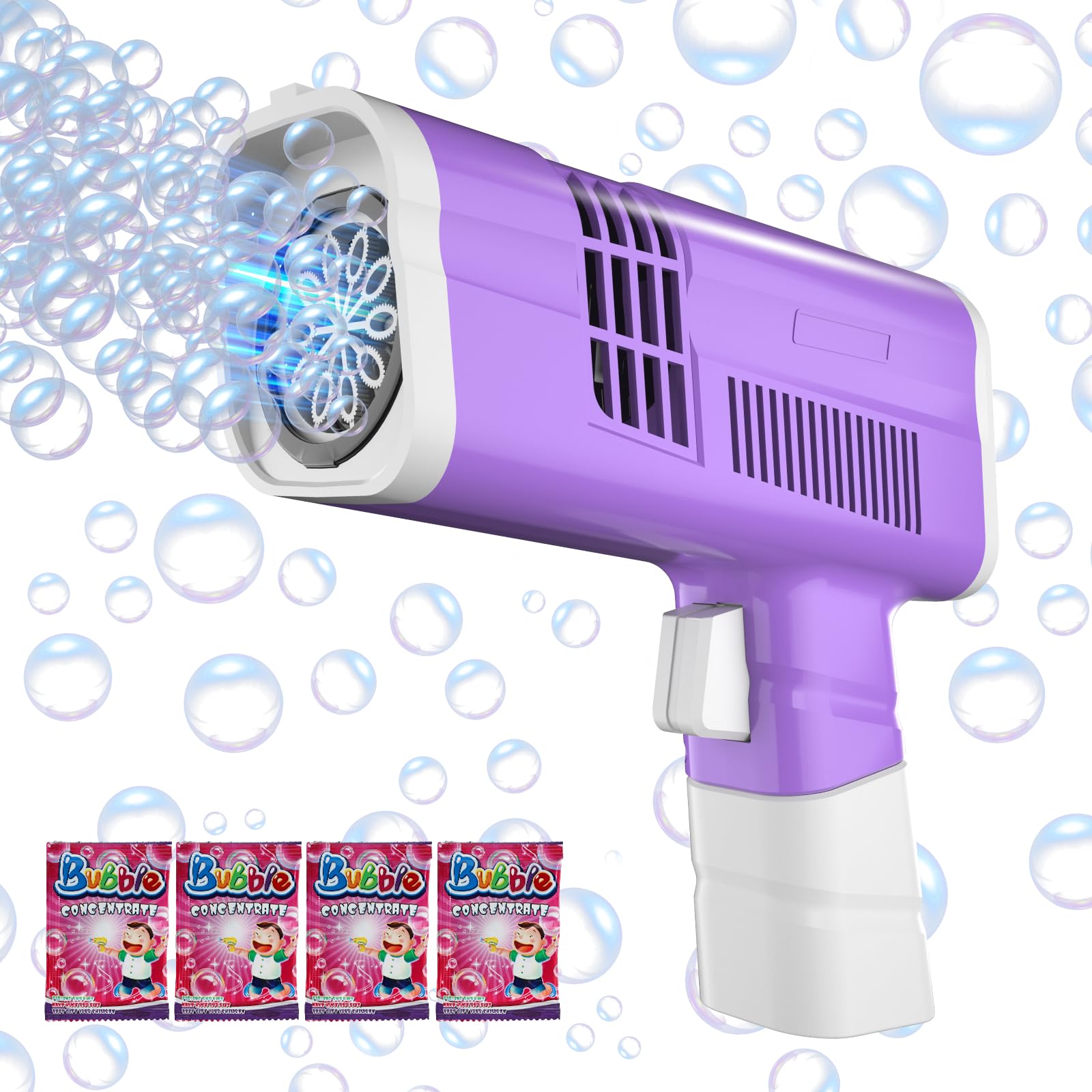 Bubble Gun, Bubble Gun Blasters Bubble Machine Gun for Toddlers with Rich Bubbles & Flashing Lights, Bubble Blower Gun for Indoor Outdoor Birthday Wedding Party