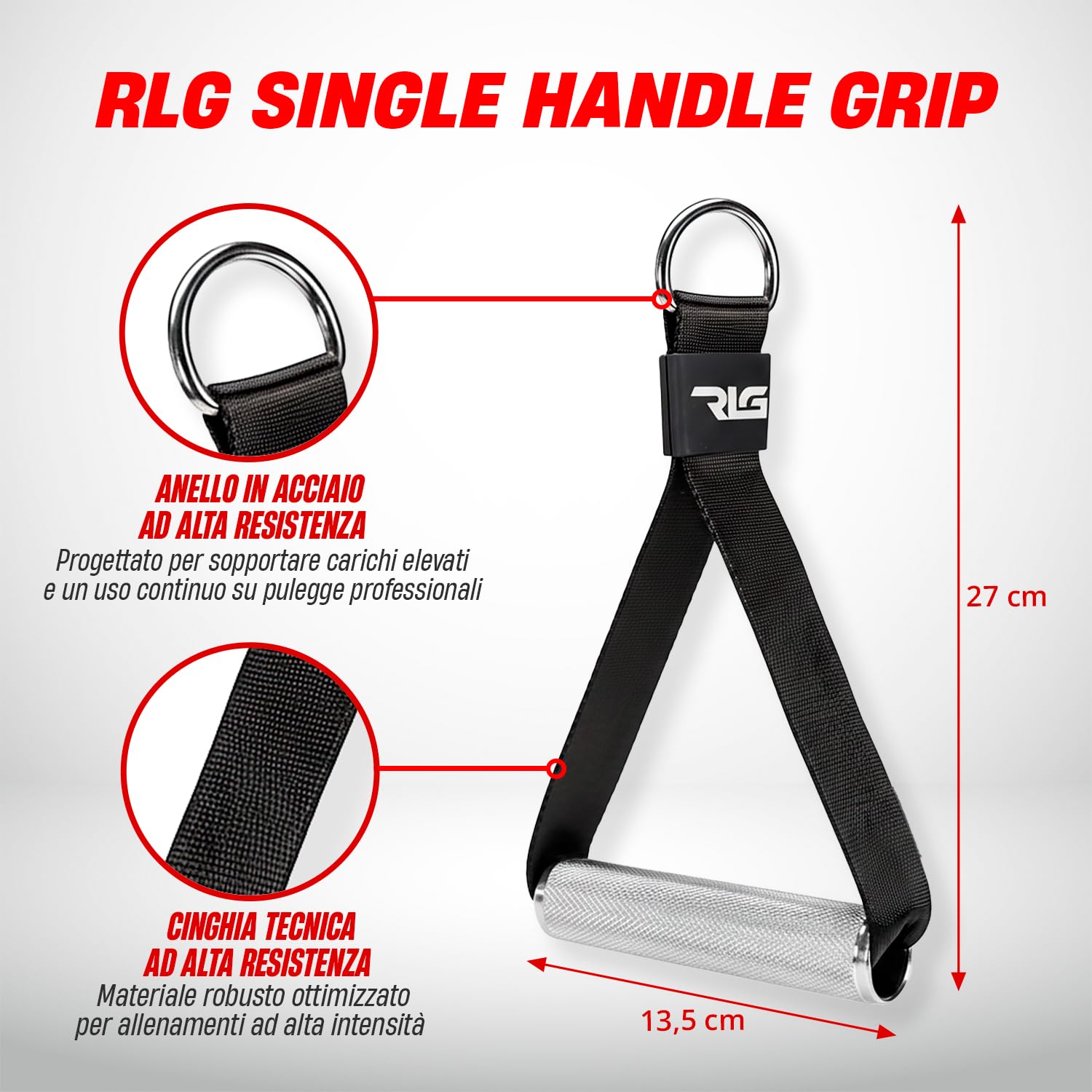 RL Grips Impugnature unilaterali per pulegge da Palestra con Manico in Alluminio - Set di Maniglie semplici per Allenamento con pulegge da Palestra - Anelli per Esercizi di Bodybuilding con Cavo