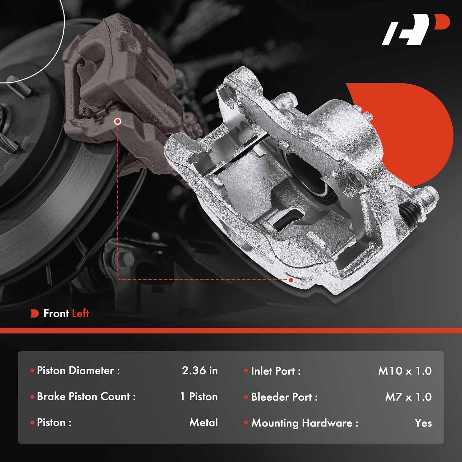 A-Premium Disc Brake Caliper Assembly with Bracket Compatible with Select Nissan Models - Rogue 2008-2013, Rogue Select 2014-2015, Kizashi 2010-2013, L4 2.5L - Front Left Driver Side
