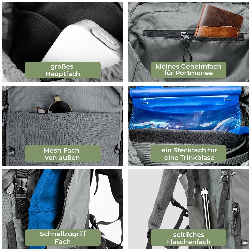 LANGENBERG Peak Wanderrucksack Herren und Damen - Tagesrucksack und Trekkingrucksack mit hohem Komfort und atmungsaktivem Mesh - 40L Premium Rucksack wandern - Outdoor Rucksack