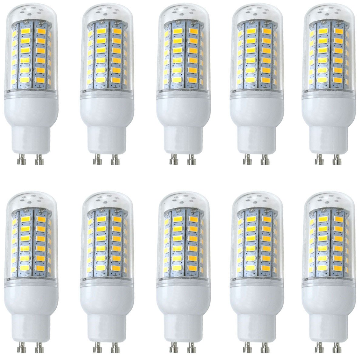 Aoxdi GU10 LED Bulbs 8W, 56 SMD 5730 Energy Saving GU10 LED Light, 360 Degree Beam Angle, AC220-240V, 10-Pack