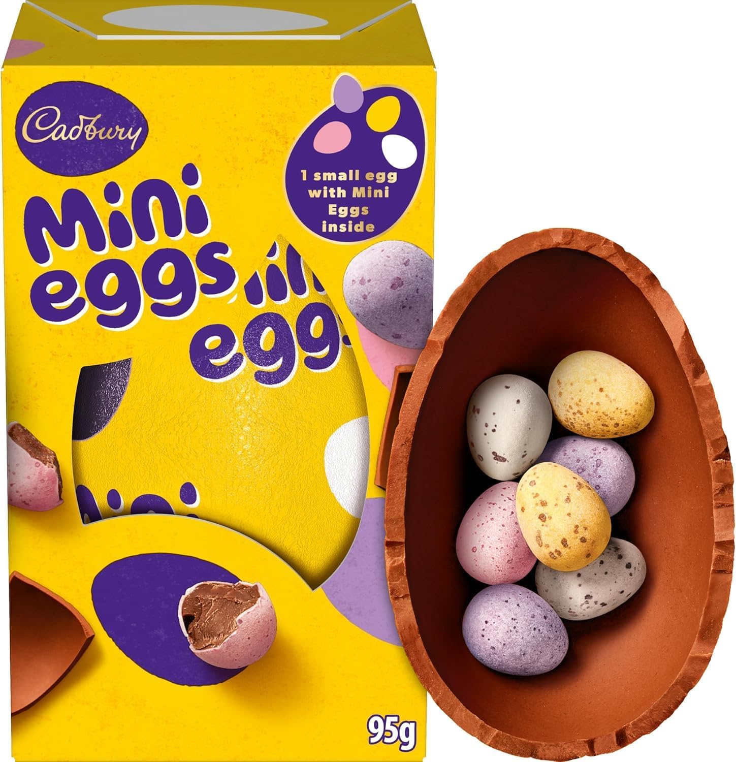 Dairy Milk Mini Egg Easter Egg, Includes 1 Small Chocolate Shell with Mini Eggs Inside, Gift for Easter, 95 g (Pack of 1)