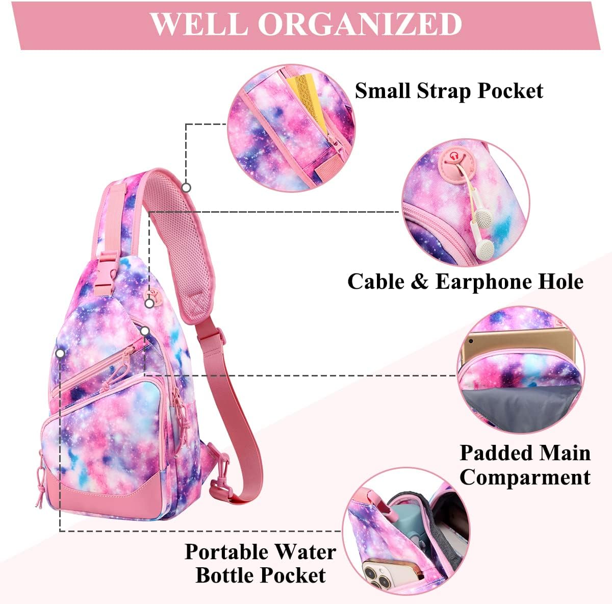 VASCHY Sling Bag for Men Women, One Strap Over the Shoulder Cross Body Backpack Chest Bag for Hiking/Travel/Outdoor - Image 4