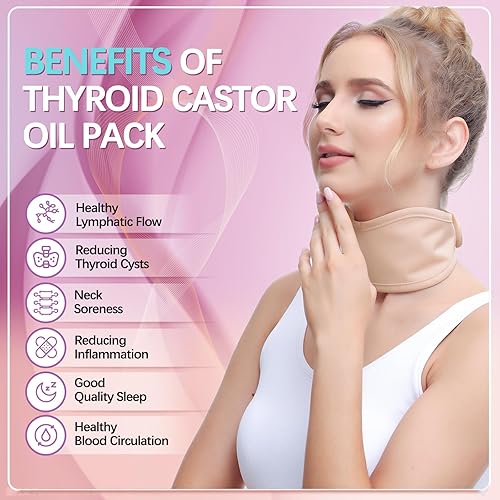 Miniatura 2 de Paquete de aceite de ricino para tiroides, aceite de ricino orgánico reutilizable para tiroides, menos desorden, antifugas de aceite, ajuste cómodo,