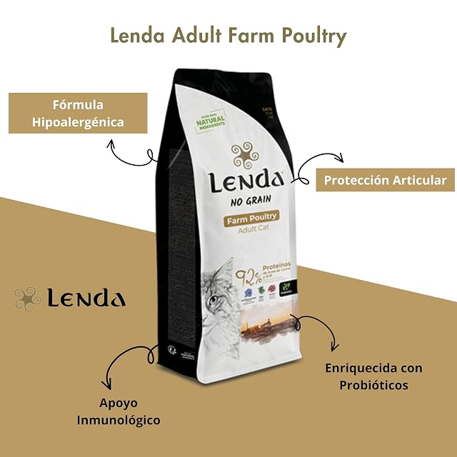 Foto 3 de 8 de Lenda Gato Adult Farm Poultry 2Kg - Pienso Natural Sin Cereales con Botánicos y Probióticos