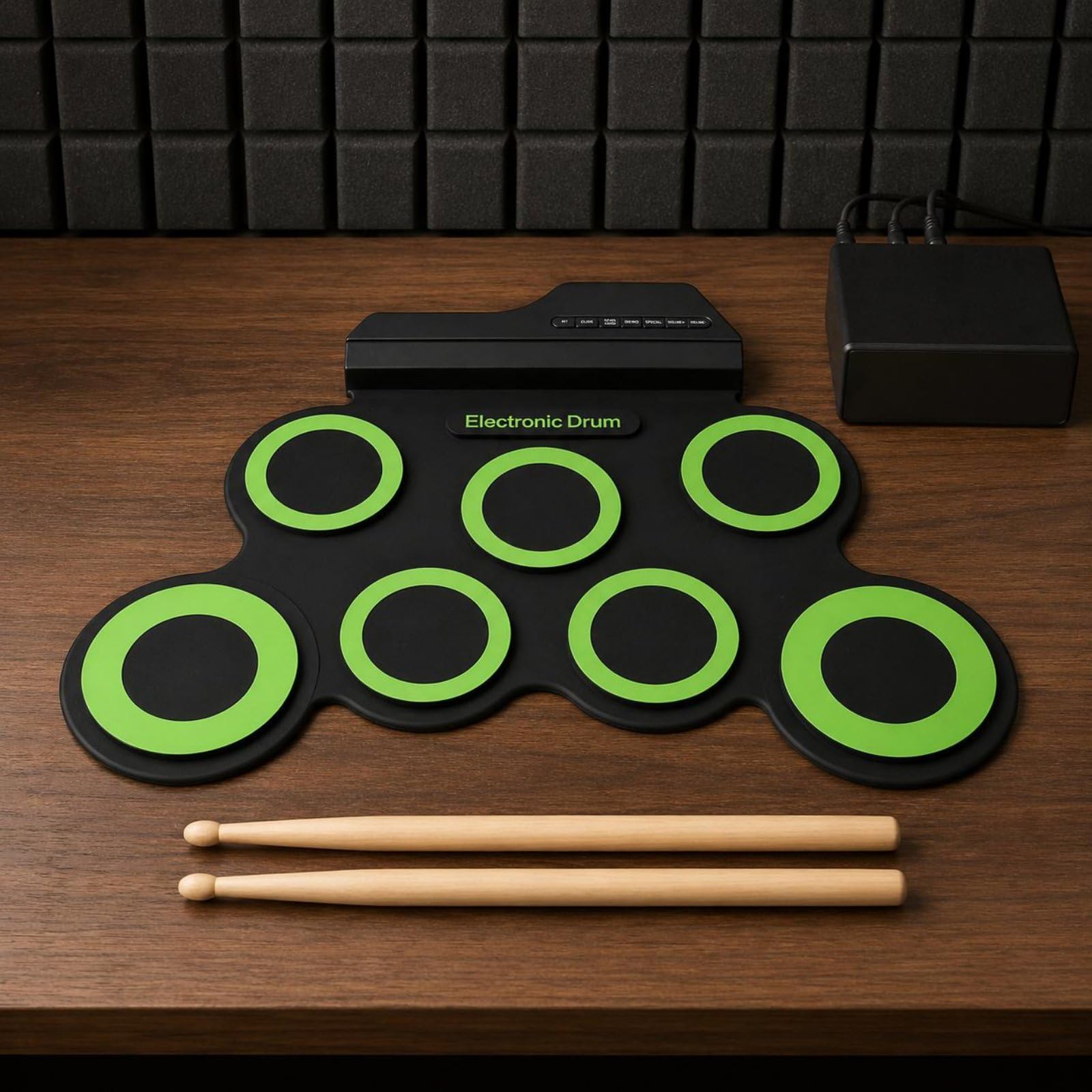 Batteria USB in Silicone Uscita Cuffie Batteria Elettronica Portatile Effetti Acustici Multipli Strumento Musicale per Studenti di Musica, Bianco