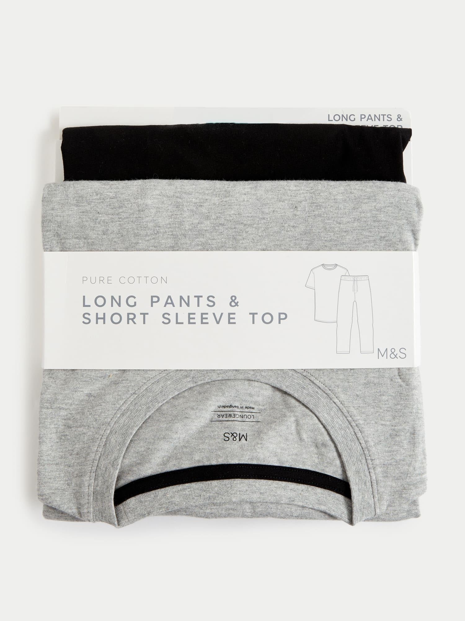 Marks & Spencer Pyjama Homme en Pur Coton, Coupe Standard, Taille à Cordon, avec Poches