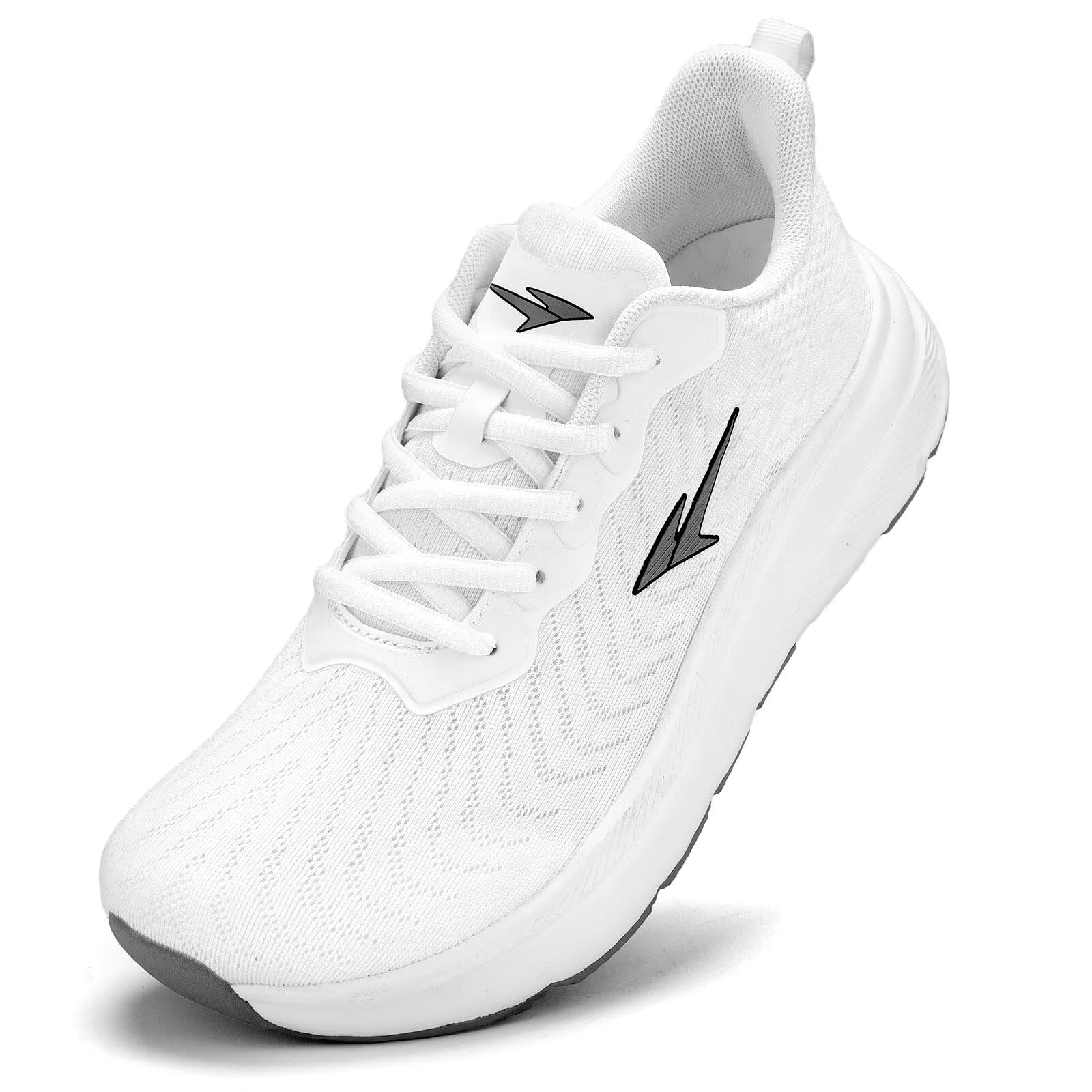 Photo 1 of Mens Wide Walking Shoes Soft Sole Non Slip Running Comfortable Tennis Breathable Athletic Gym Workout Sport Sneakers White Grey