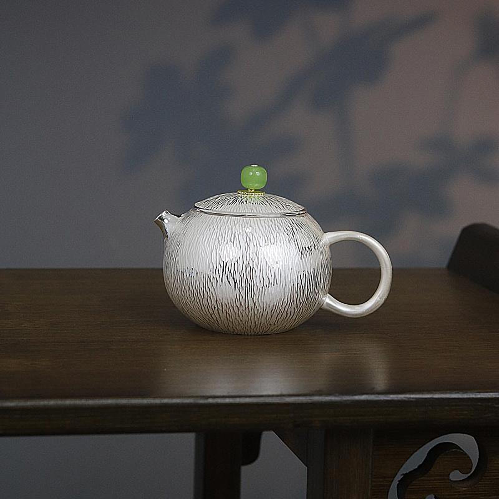 Vertical Mini Small Gram Heavy Xi Shi Pot Foot Silver 999 Hecho A Mano Chino Hogar Ceremonia De Té Exquisita Pequeña Olla Plateada 145g 180ml