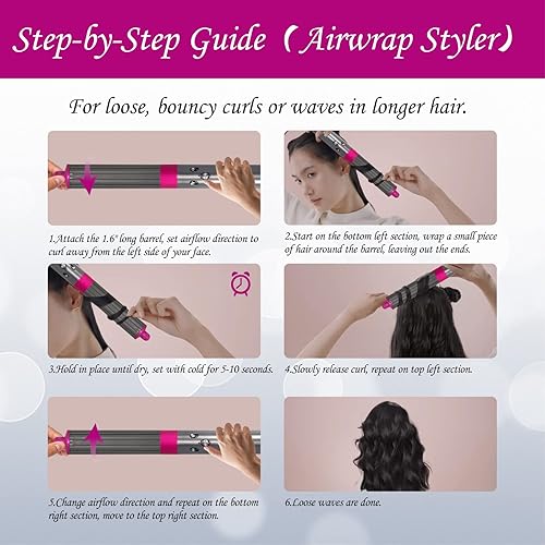 Miniatura 4 de Barriles rizadores de cabello de 1.6 pulgadas de largo, compatibles con Dyson Airwrap Styler, accesorios autorizables para Airwrap Styler HS01 HS05