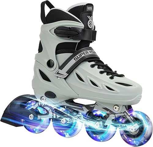 Miniatura 11 de Patines en línea ajustables para niños y niñas de 4 a 12 años con ruedas iluminadas, patines en línea para niños y niñas principiantes para interior