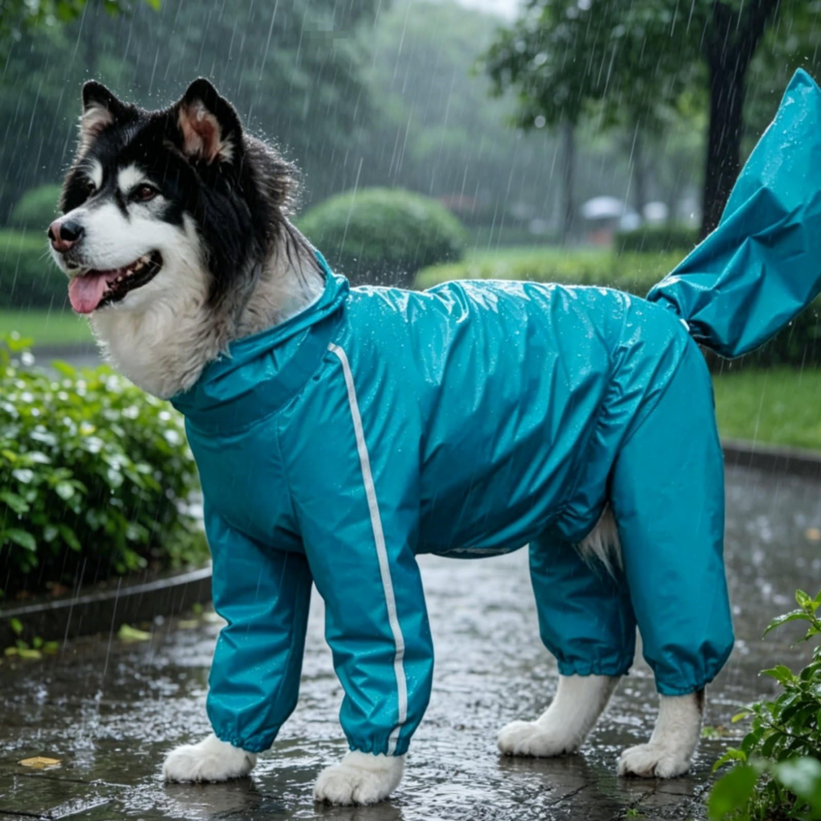 1 Pezzo Impermeabile Canino Antipioggia Poncho Tuta Riflettente Cappuccio Trasparente Cerniera Posteriore Facile da Indossare Copricoda Amovibile, style to 5, 10XL